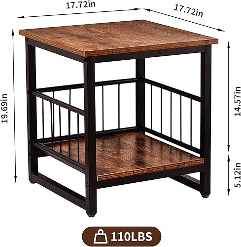 Miniatura 3 de WAYTRIM Mesa auxiliar de almacenamiento, mesa auxiliar industrial, mini soporte para nevera, mesa de café con marco de metal grande para sala de