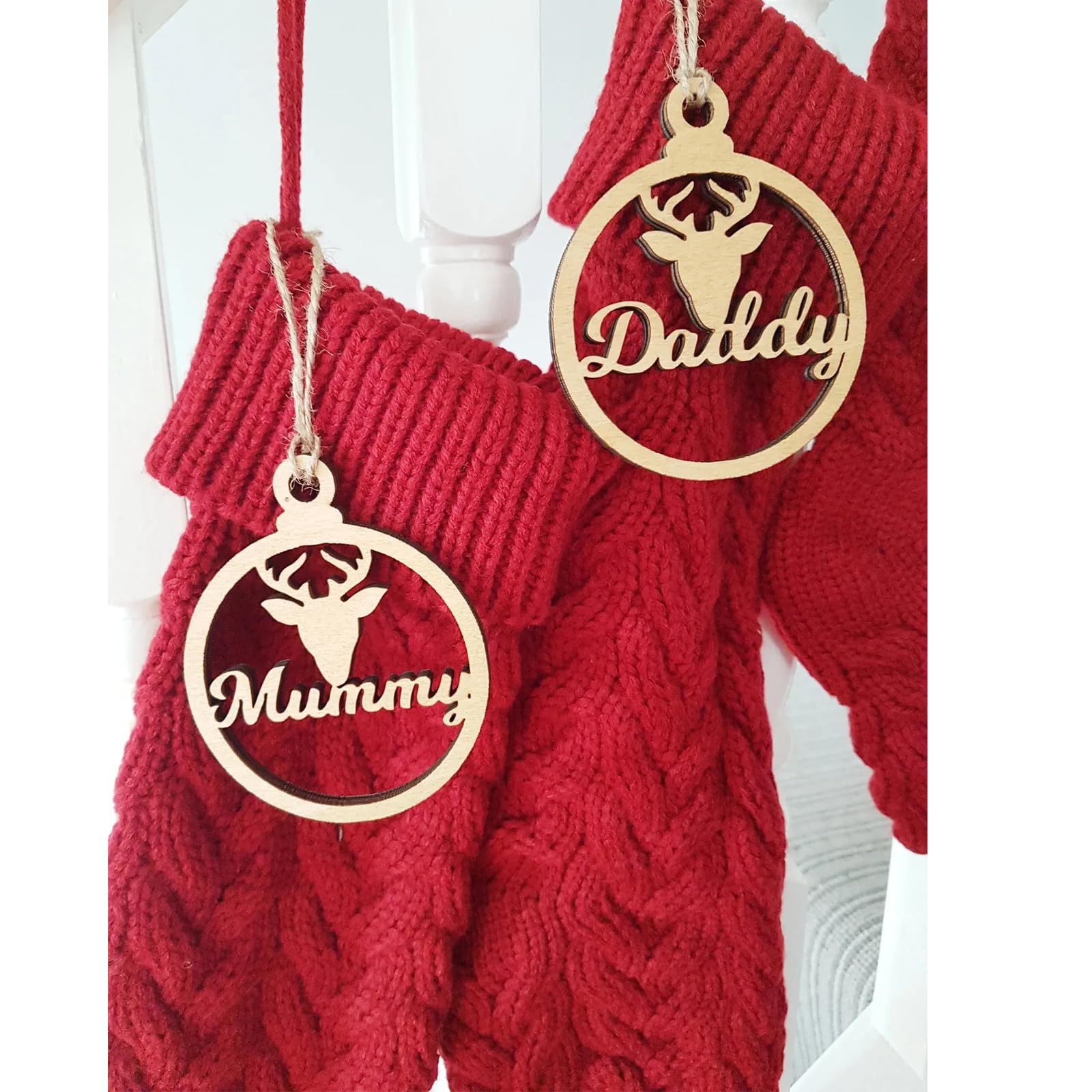 Décoration de Noël en bois personnalisé pour éviter la confusion des cadeaux