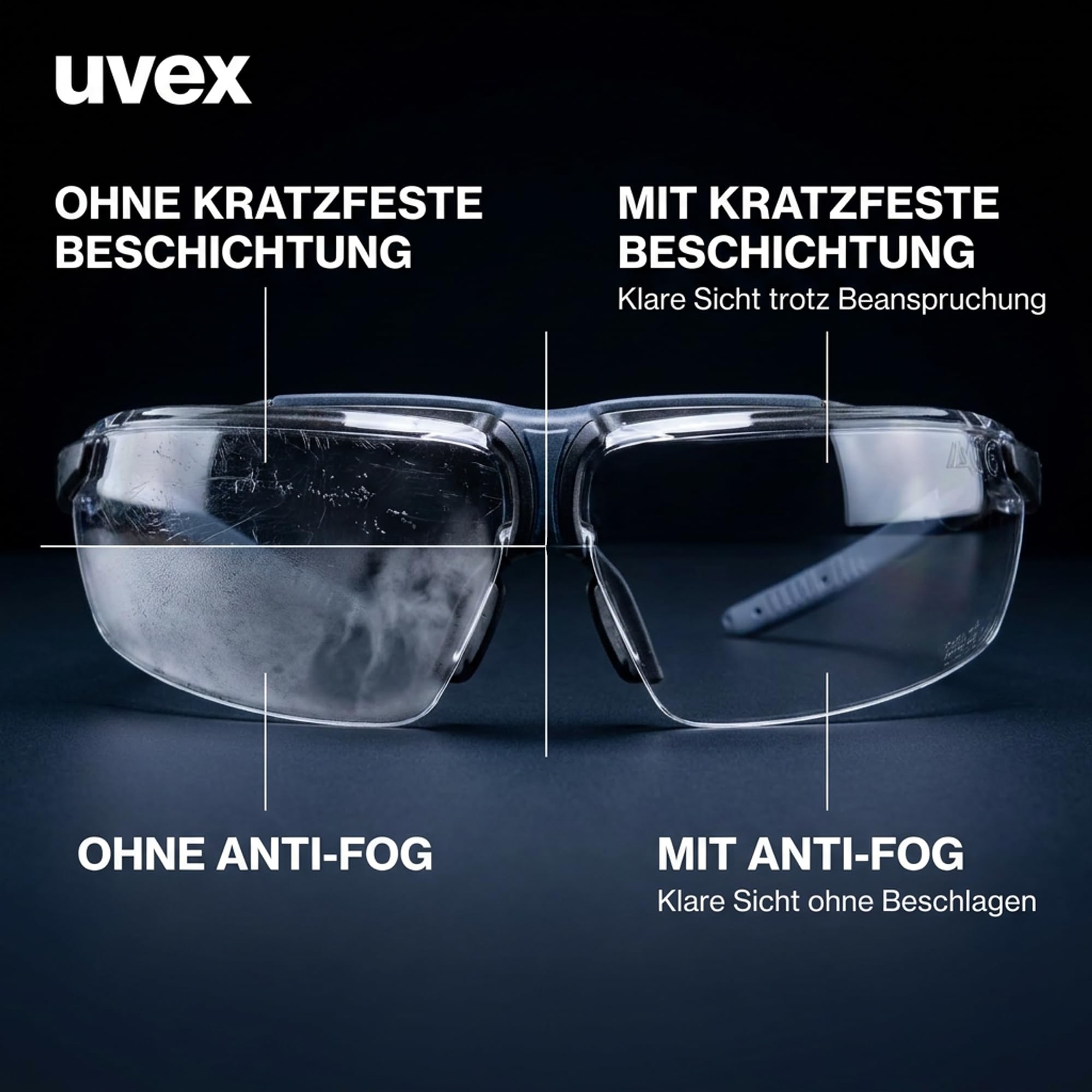 Uvex i-3 tactical zestaw – okulary ochronne na polowanie – odporne na uderzenia i taktyczne – okulary do prasowania z 2 wymiennymi szybkami, przyciemniane i przezroczyste – odporne na zaparowanie,