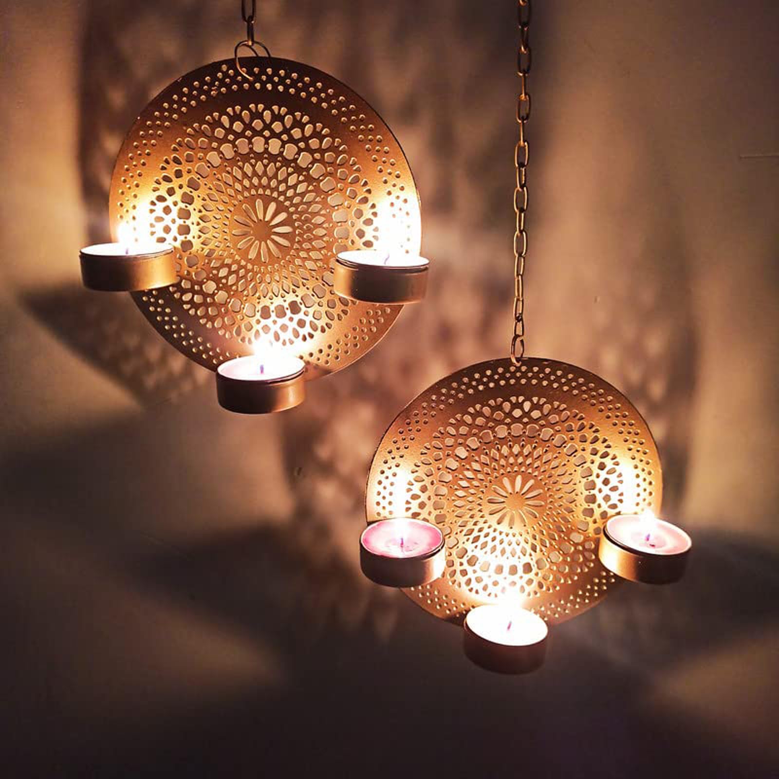 Juego De 6 Piezas Candelabro De Pared De Metal Para La Decoración De Diwali Candelabros De Vela De Té Para Colgar En La Pared Para La Decoración Del Hogar