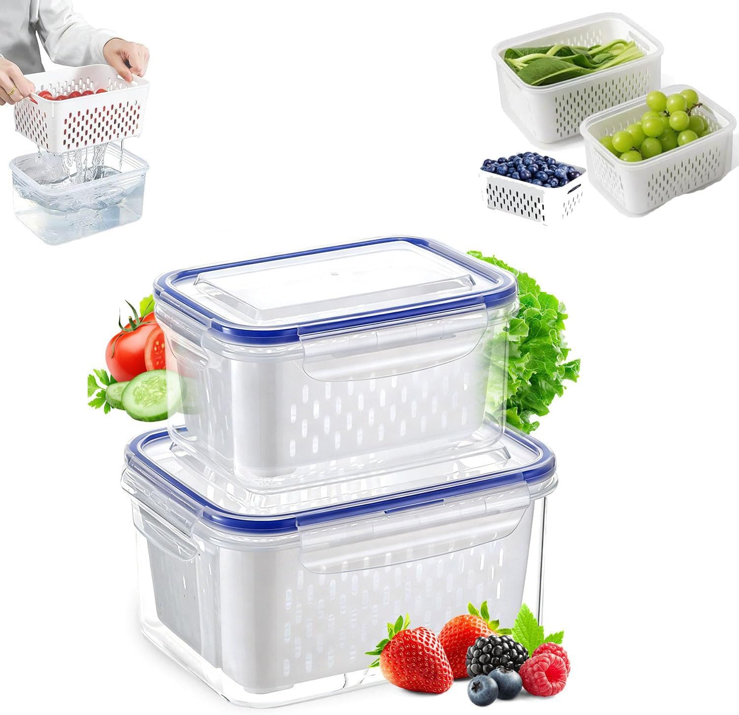 Amazon.com: QUROXO 3Pack Fruit Storage Containers for Fridge with ...