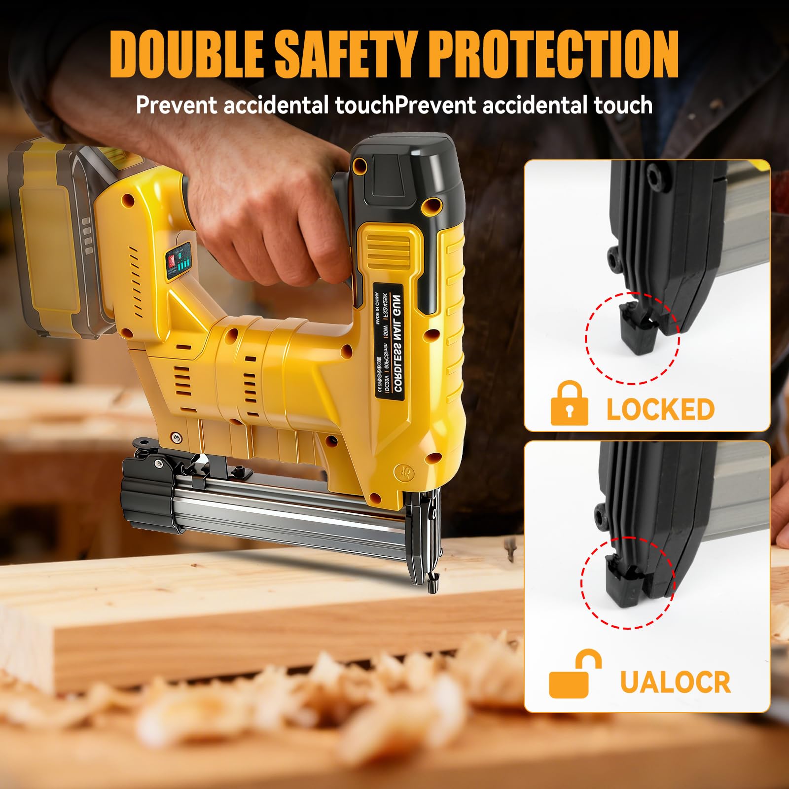 Dewalt 20V Akku-Nagler, bürstenloser Nagler, 18GA, 1000 Nägel und Klammern