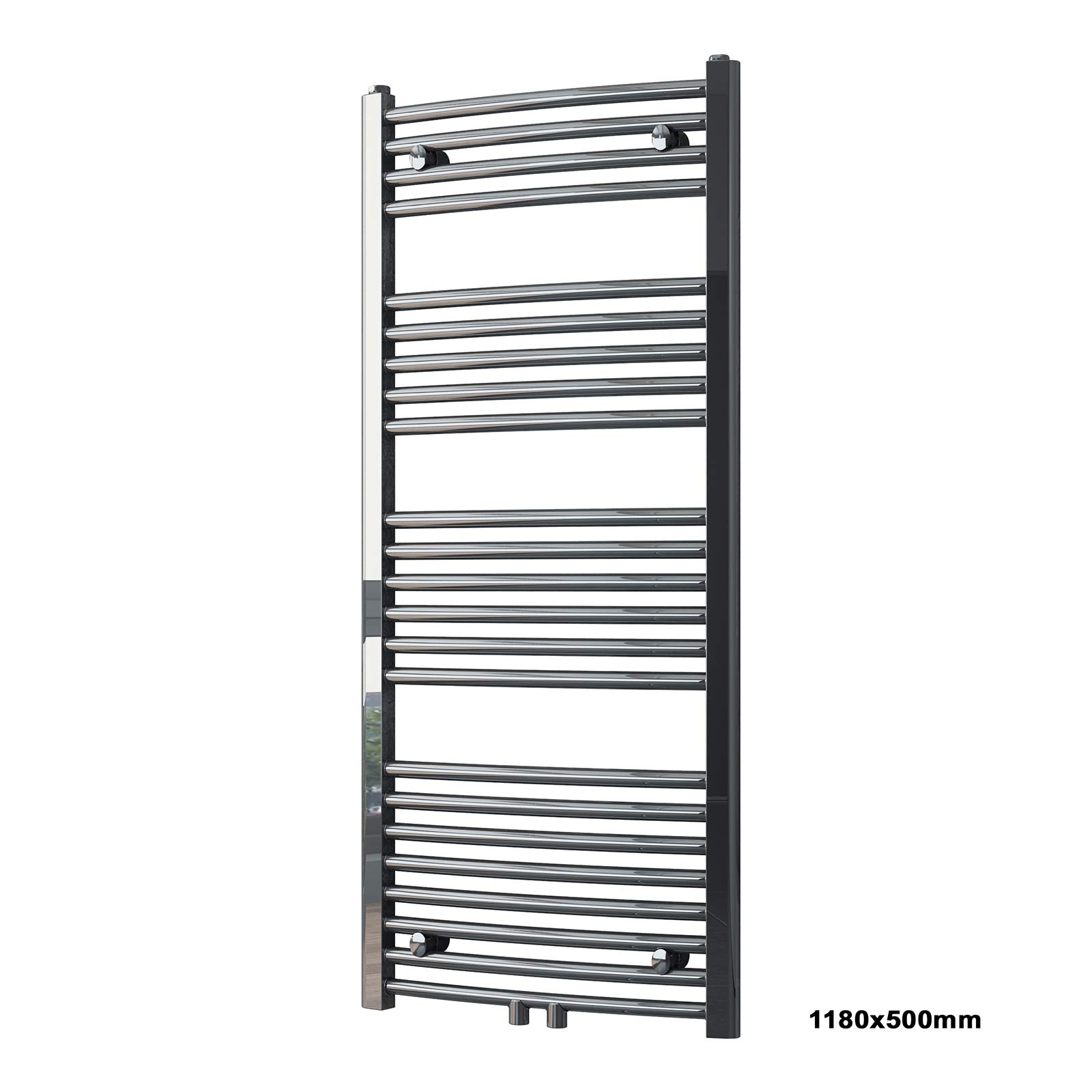 BERNSTEIN Badheizkörper Handtuchwärmer R20C Chrom gebogen - Größe wählbar, Größe:1180x500mm, Handtuchhalter:Ohne Handtuchhalter, Anschlussgarnitur:Ohne Anschlussgarnitur