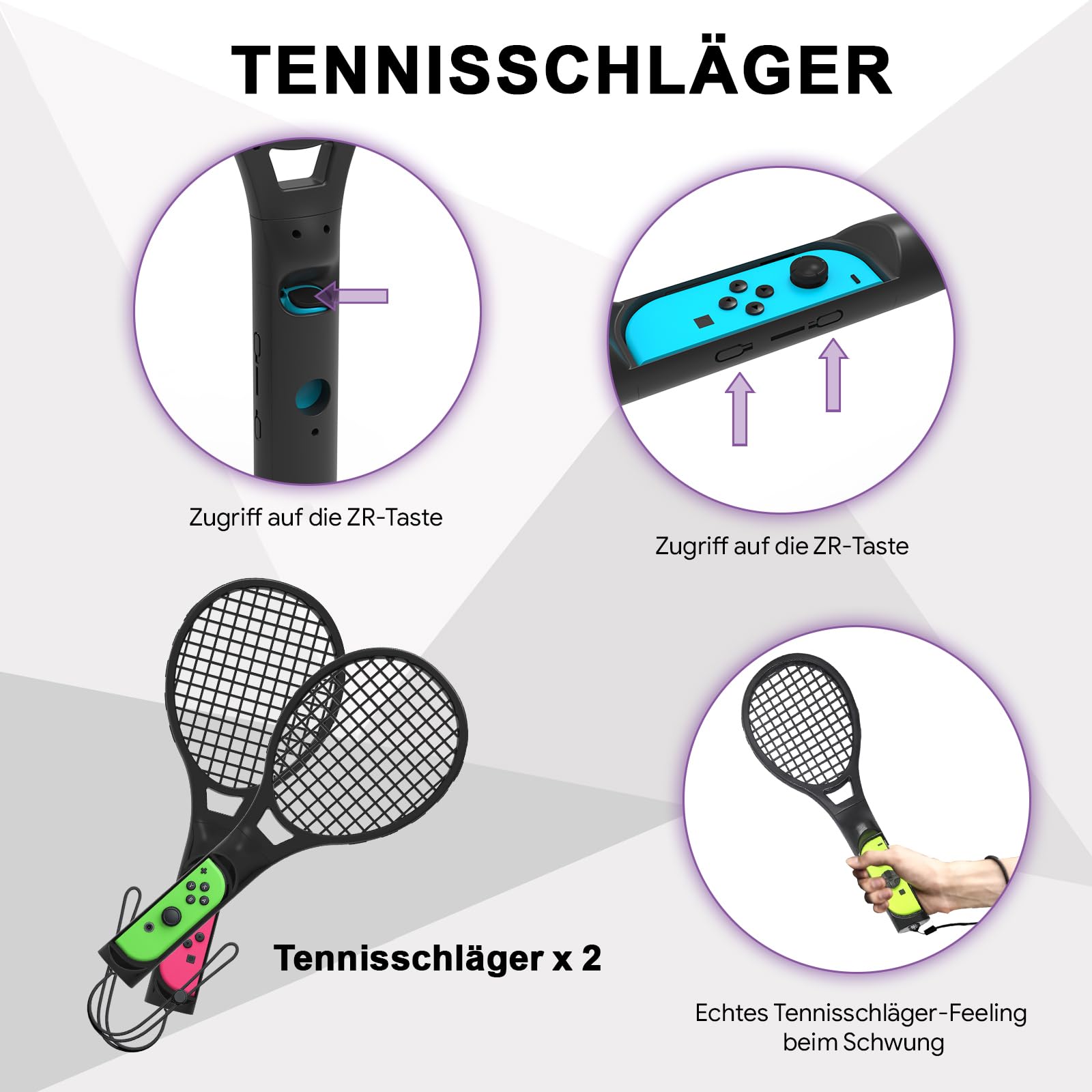 Switch Sport zubehör Bundle - Nargos 12-in-1-Set für Switch & Switch OLED: Joy-Con-Griffe für Mario Golf Super Rush, Handgelenkbänder & Beinhalterungen, komfortable Griffhülle und Tennis-Schläger