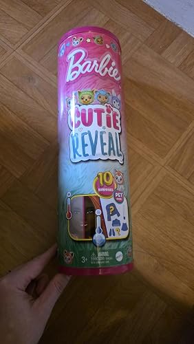 Barbie Cutie Reveal – Coffret Chaton Panda Roux – 10 Surprises – Poupée Articulée – Dès 3 Ans
