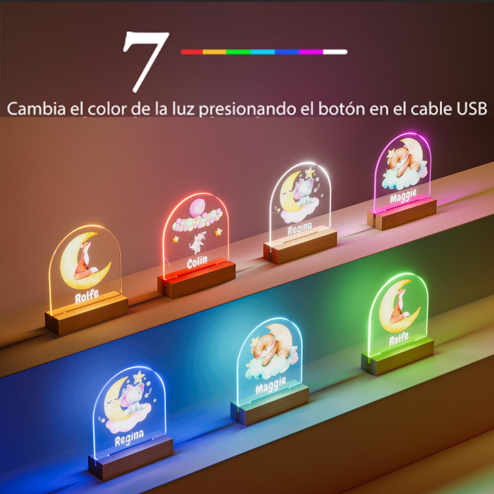 iDIY Lampara Bebe con Nombre - Regalo Bautizo Niña Niño, Regalos Bebes Recien Nacidos Originales, Regalo de Cumpleaños y Comuniones - León