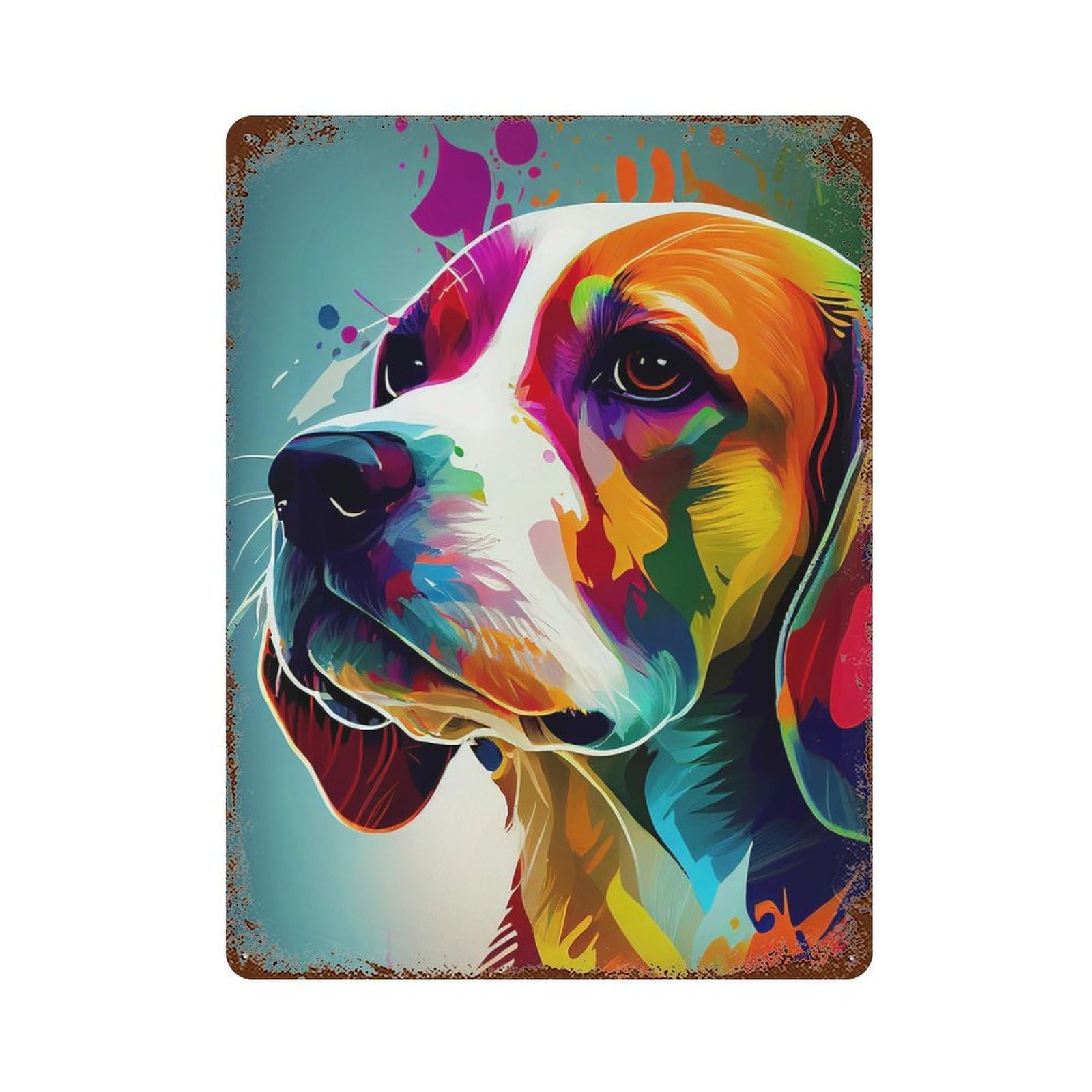 Beagle Colorful Retro Metal Sign 15.7"x11.8", Farmhouse Wall Decor for Cafe, Home Bar And Lounge Decor