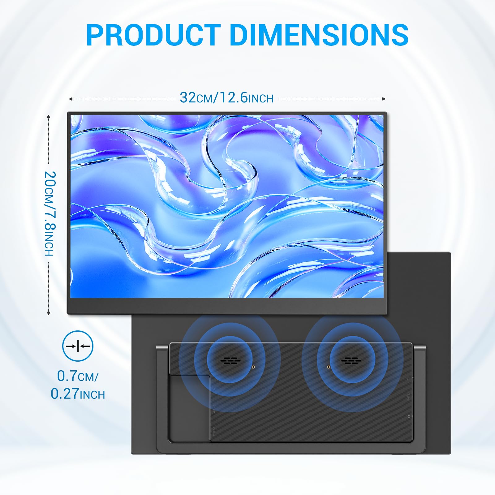 Veout Monitor portatile da 14" ultracompatto IPS Full HD (1920 x 1080) - Display USB-C/HDMI pronto da viaggio con supporto regolabile e altoparlanti integrati per laptop/PC/mobile/Mac