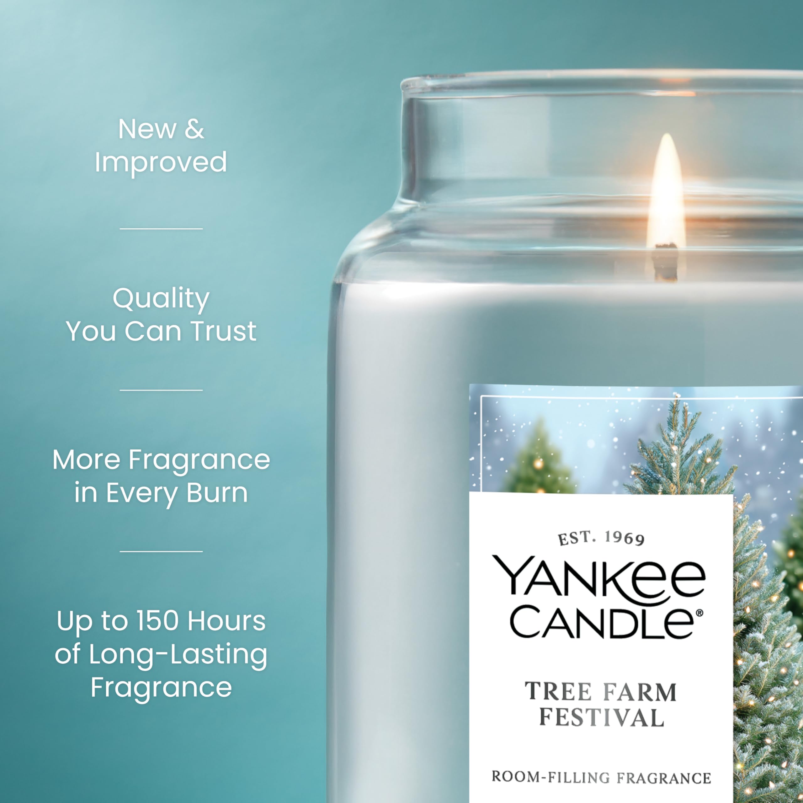 Yankee Candle Tree Farm Festival Duftkerze, 625 ml, großes Glas mit bis zu 150 Stunden Brenndauer, Geschenk, Feiertage