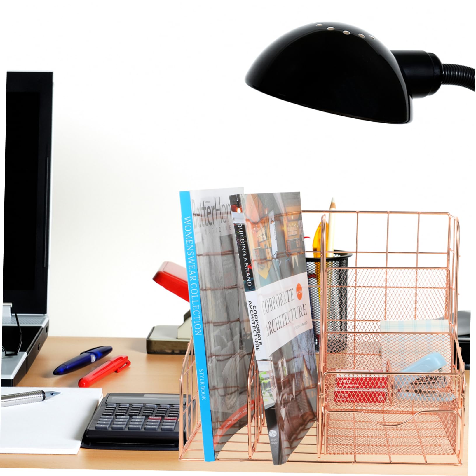 Schreibtisch-Organizer aus Metallgeflecht, Büro-Dokumenten-Sortierkorb und Aktenhalter für effiziente Arbeitsplatz-Nization, stilvolles Schreibtischzubehör für Zuhause und Büro