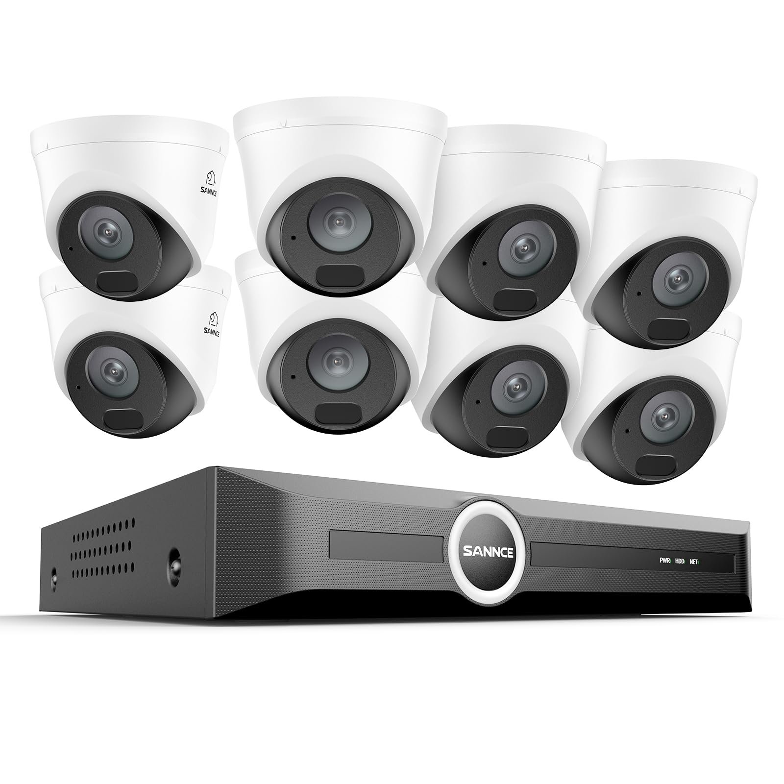 SANNCE Kit Telecamere Videosorveglianza PoE, 6MP NVR 8 Canali Senza HDD con 8 Telecamere Esterna IP 3MP, Visione Notturna Infrarossa 30m e Rilevamento Movimento, Registrazione 24/7, Impermeabile IP67