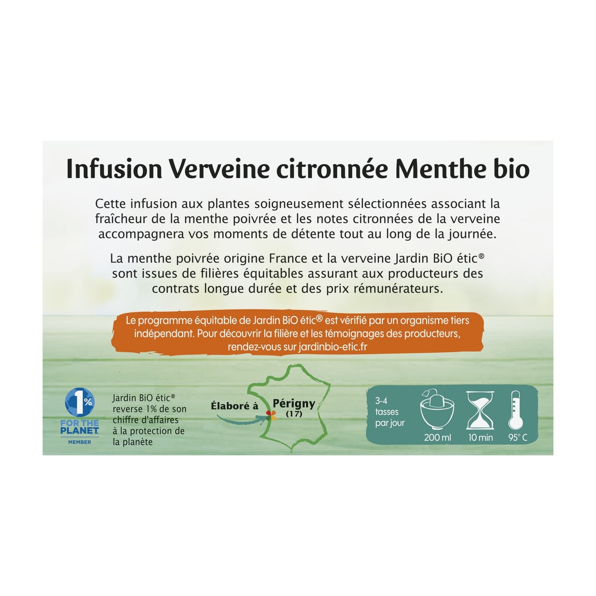 Jardin BIO étic - Infusion Verveine citronnée Menthe 30g - lot de 6
