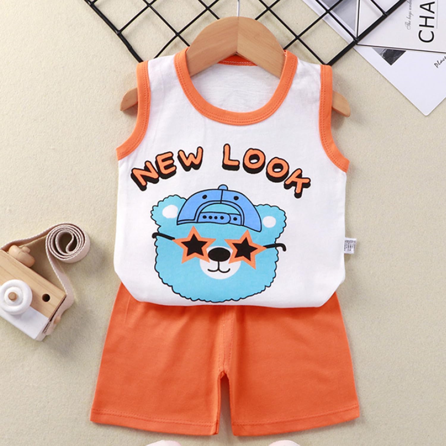 Toddler Boys 4-piece Tank Top and Shorts Set Summer Clothes Cotton Shirts and Shorts Kids Outfits - Image 4