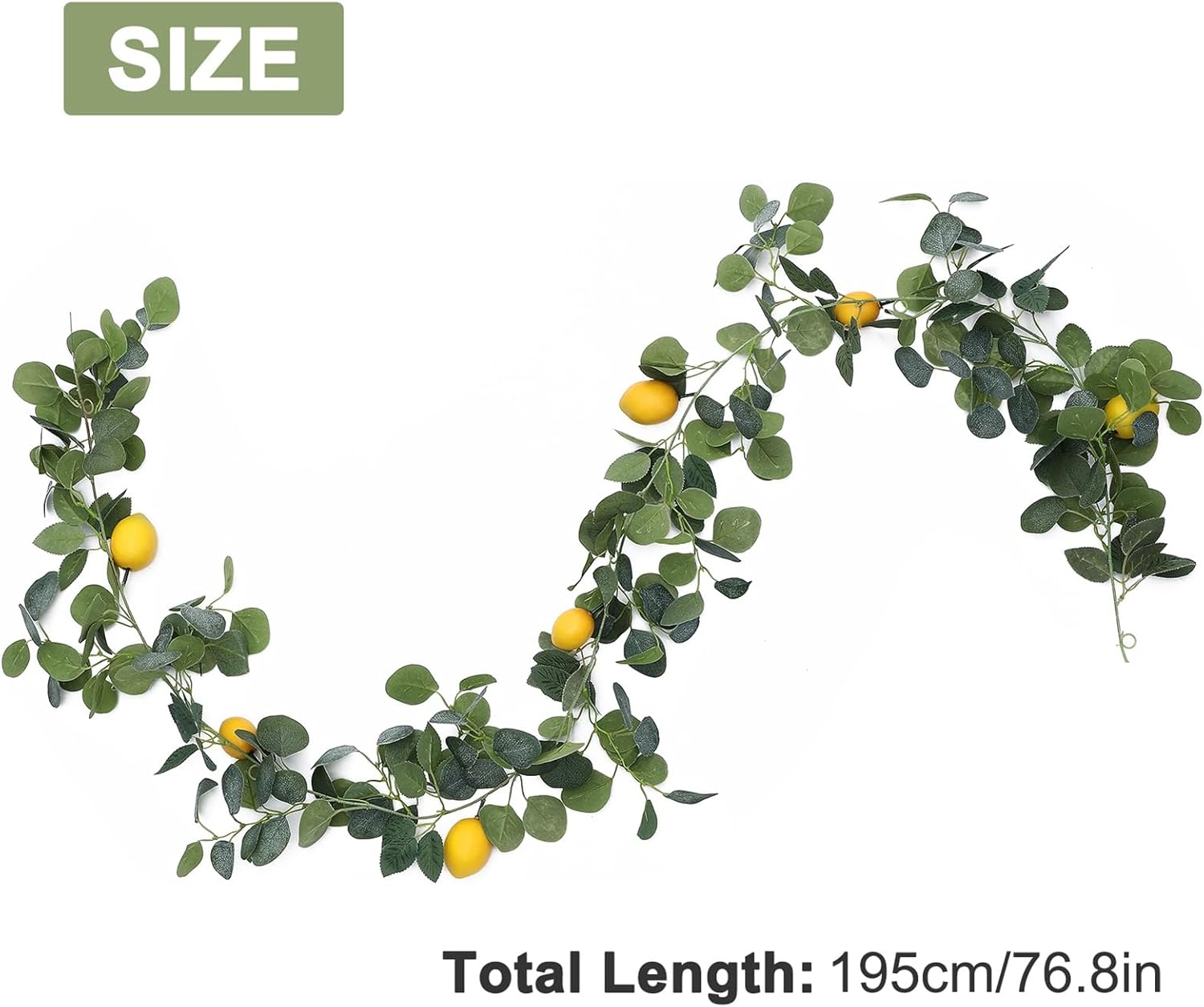 Ejoyous Artificial Lemon Greenery Garland, 195cm/6.4ft Fake Lemon Berry Garland, Hanging Fruit Decoration for Door Wall Home Wedding Hotel Party