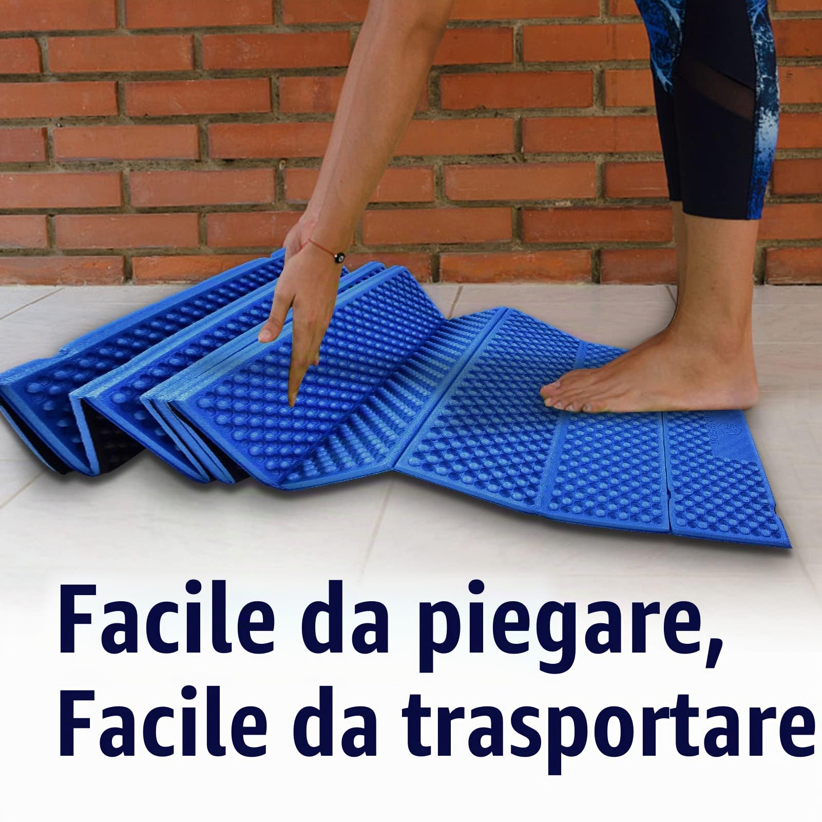 Materassino Pieghevole Campeggio, Materasso Leggero Schiuma Pieghevole XPE Struttura Uovo Escursionismo Trekking Cuscino Impermeabile Seduta Morbida Picnic Aperto 185 x 55 cm