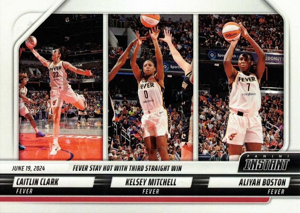 2024 Panini Instant WNBA #78 Caitlin Clark Kelsey Mitchell Aliyah Boston Basketball Card from Clark's Rookie Season - Indiana Fever - Only 1,075 made!