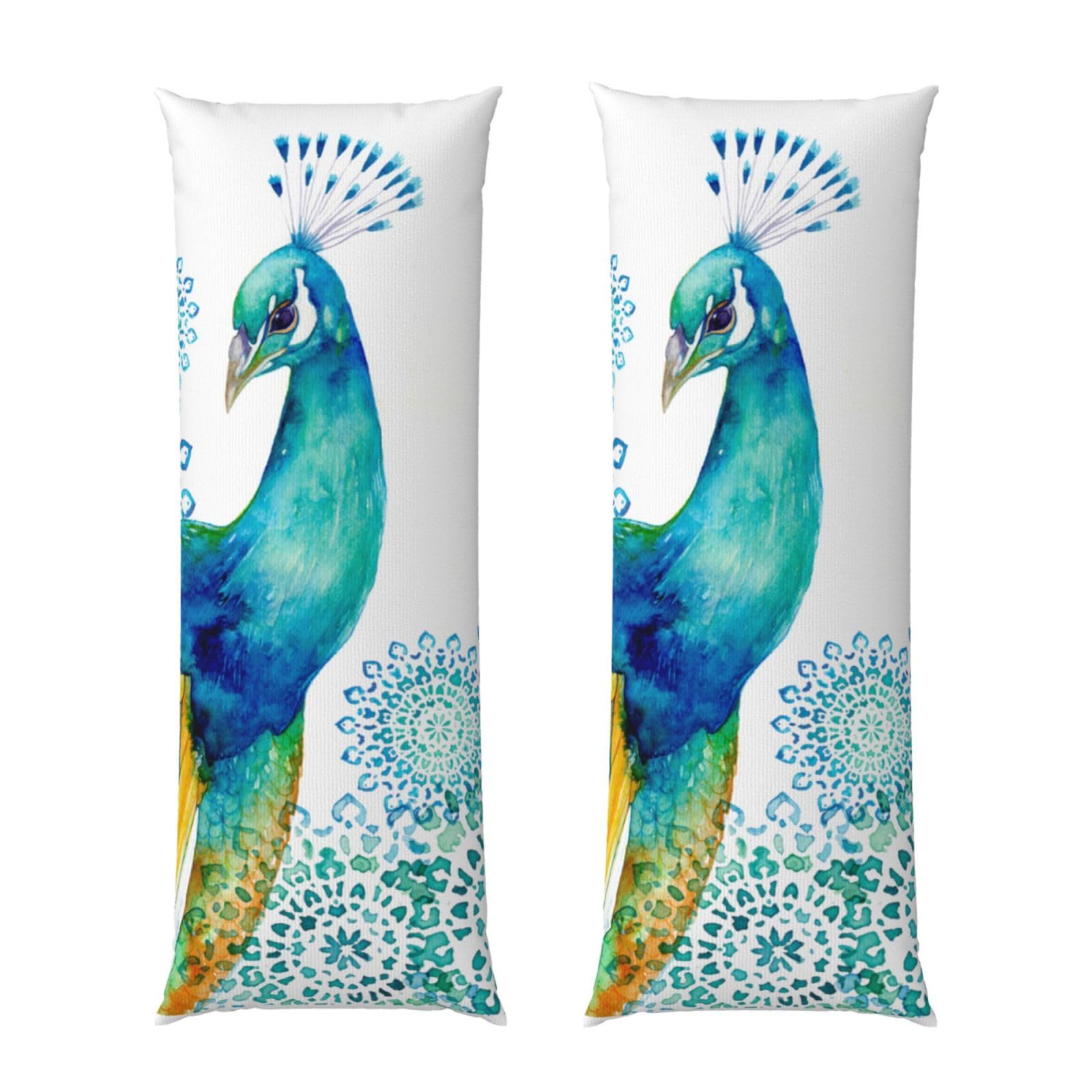 Taie d'oreiller motif paon et floral 50x152 cm aux finitions textiles haut de gamme