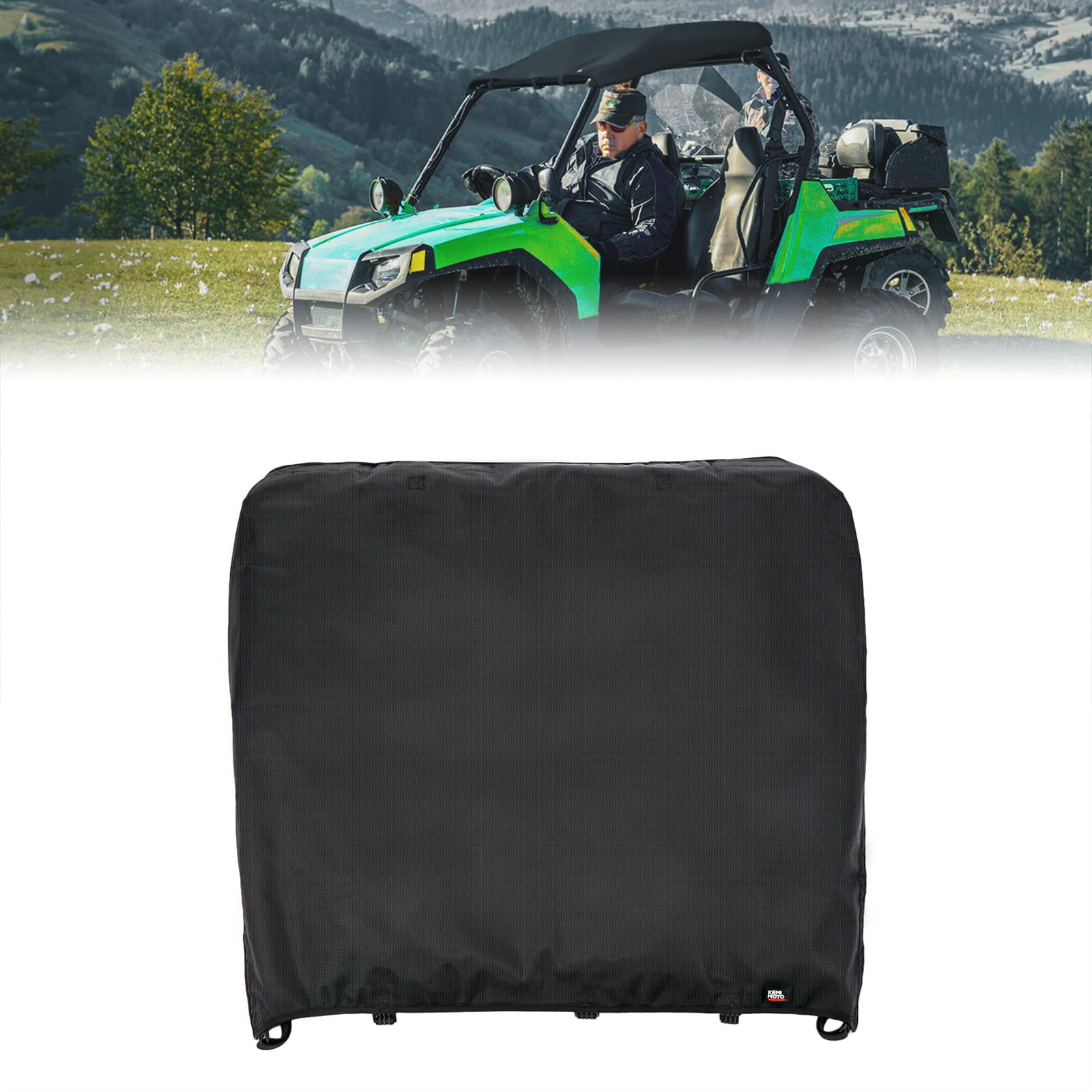 KEMIMOTO Black Soft Top Compatible with RZR 570 / Trail 570 – 1680D Oxford Fabric Roof for Outdoor Use, Compatible with 2-Seater Models.