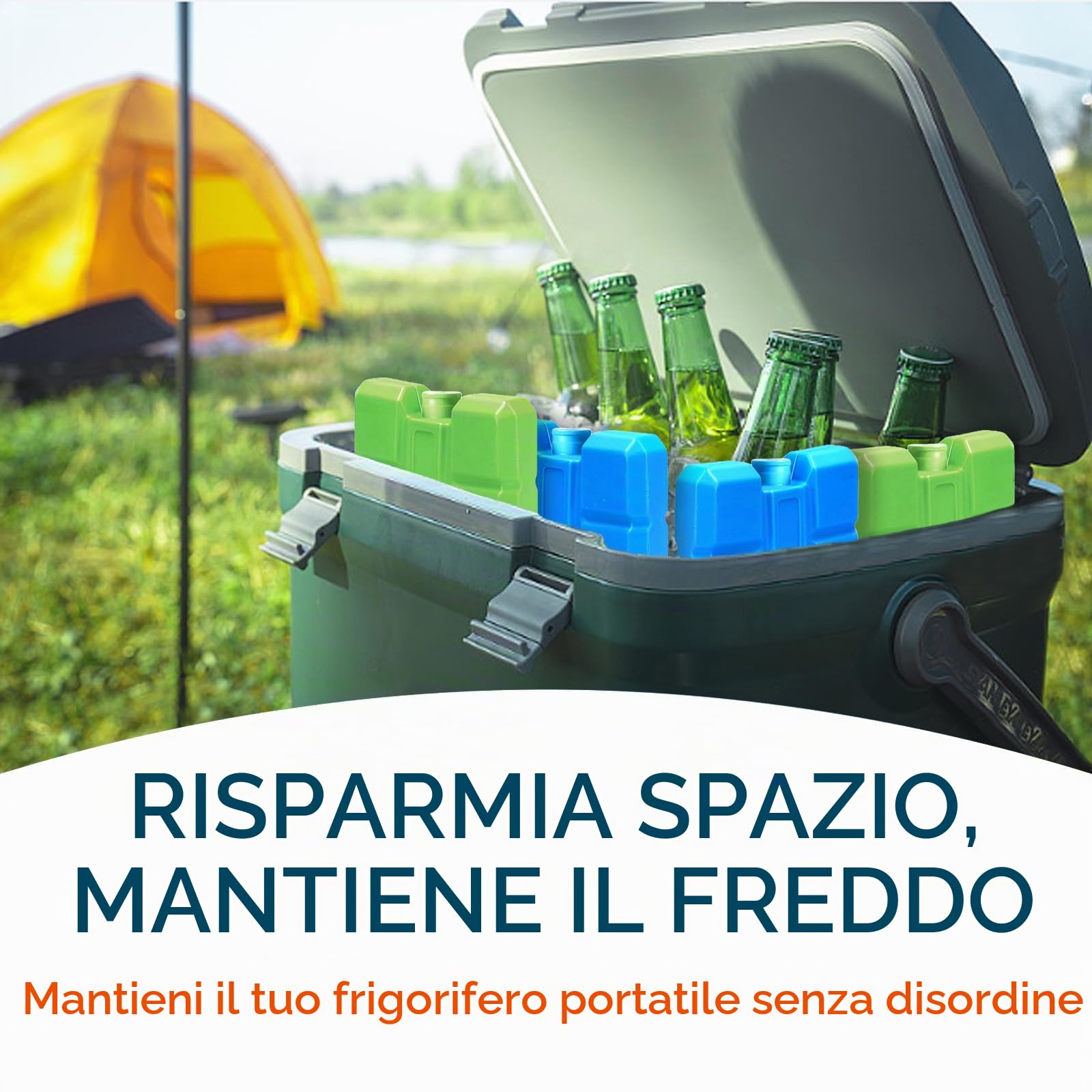 Bacone refrigerante per borsa refrigerante, 2/4/8 pezzi da 200 ml, elemento refrigerante riutilizzabile ultra sottile, adatto per esterni per mantenere gli alimenti freschi