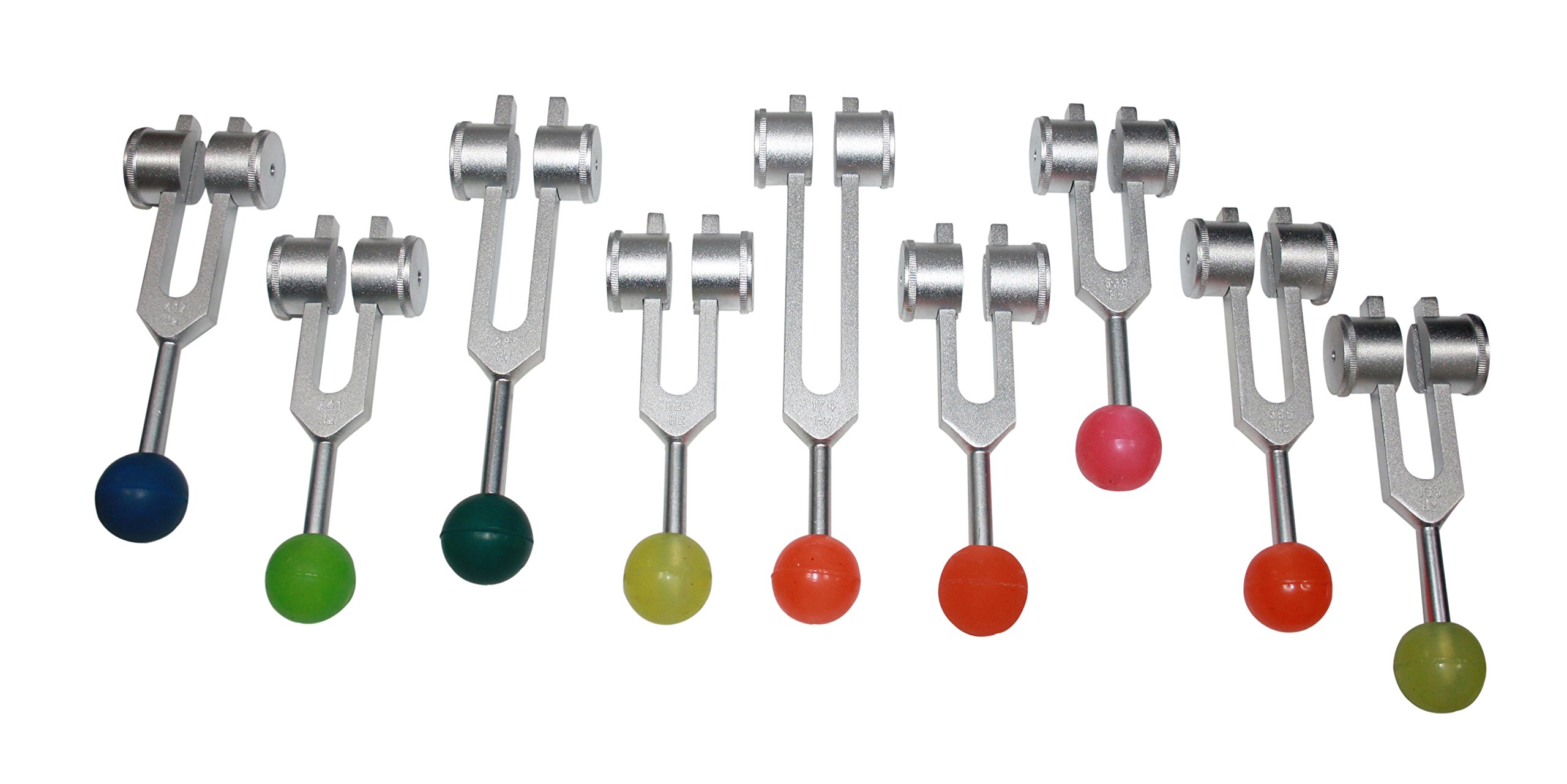 Radical Sacred Solfeggio 9Pc Weighted Tuning Forks With Rubber Balls - Dna Repair - Blessings Miracles Awakening Liberation