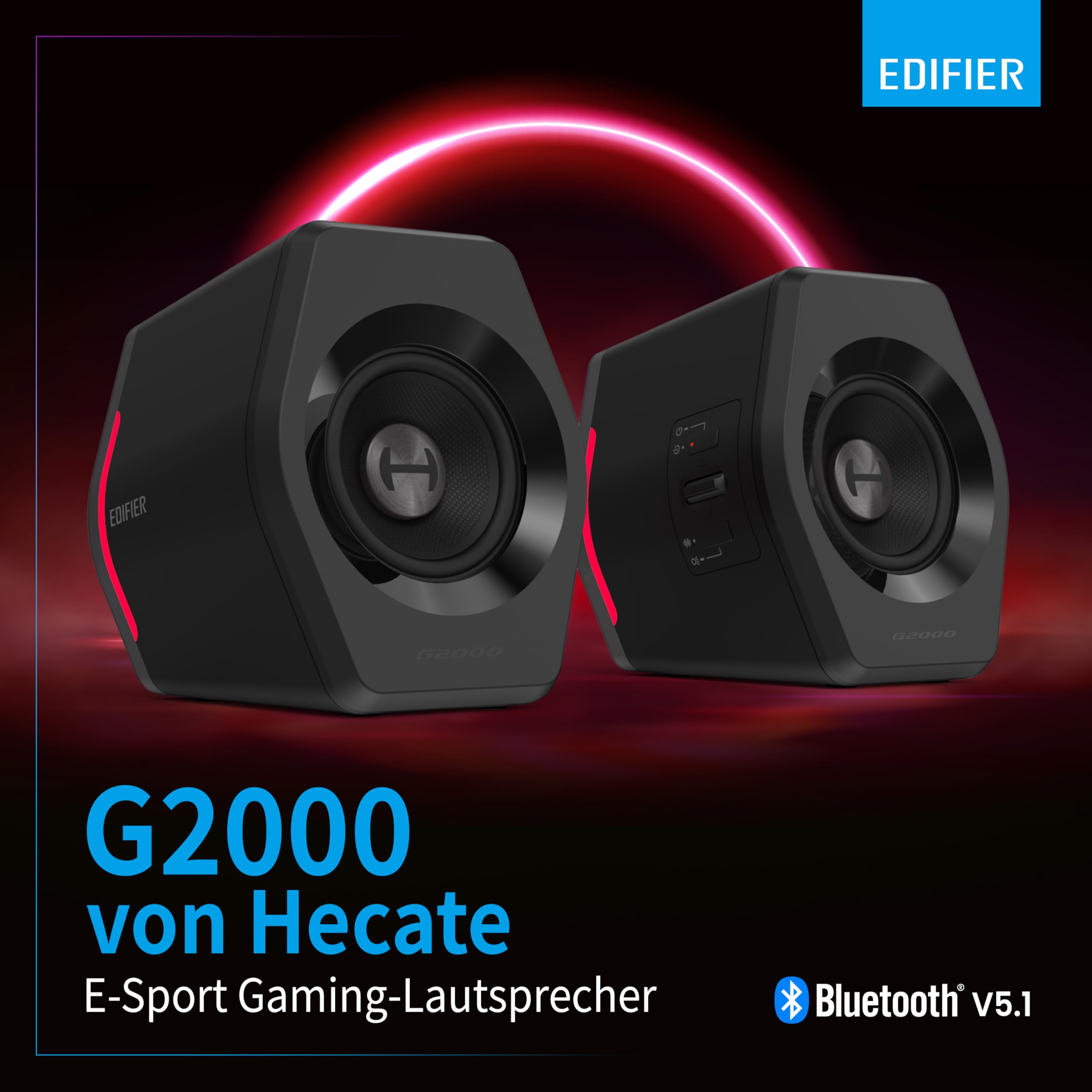 Aktivboxen Edifier G2000 2.0 Bluetooth Gaming RGB schwarz