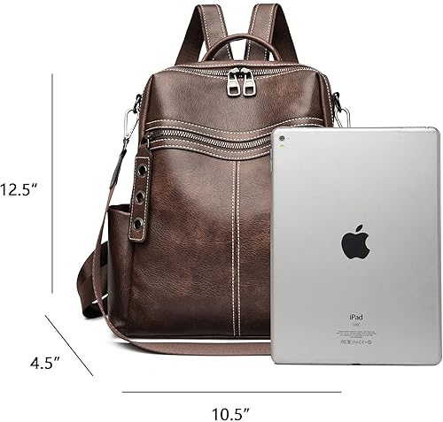 Miniatura 3 de Bolso tipo mochila para mujer, de cuero auténtico, de moda, de hombro convertible, bolsa de viaje, mochila para mujer, S, Mochilas Daypack