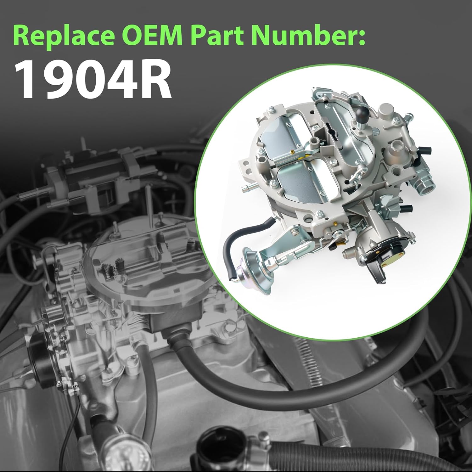 1904R 4 Barrel Carburetor for Rochester Quadrajet 4MV - For Chevy 305 350 c.i Engines 1980-1989 with Electric Choke 750 CFM Vacuum Secondary
