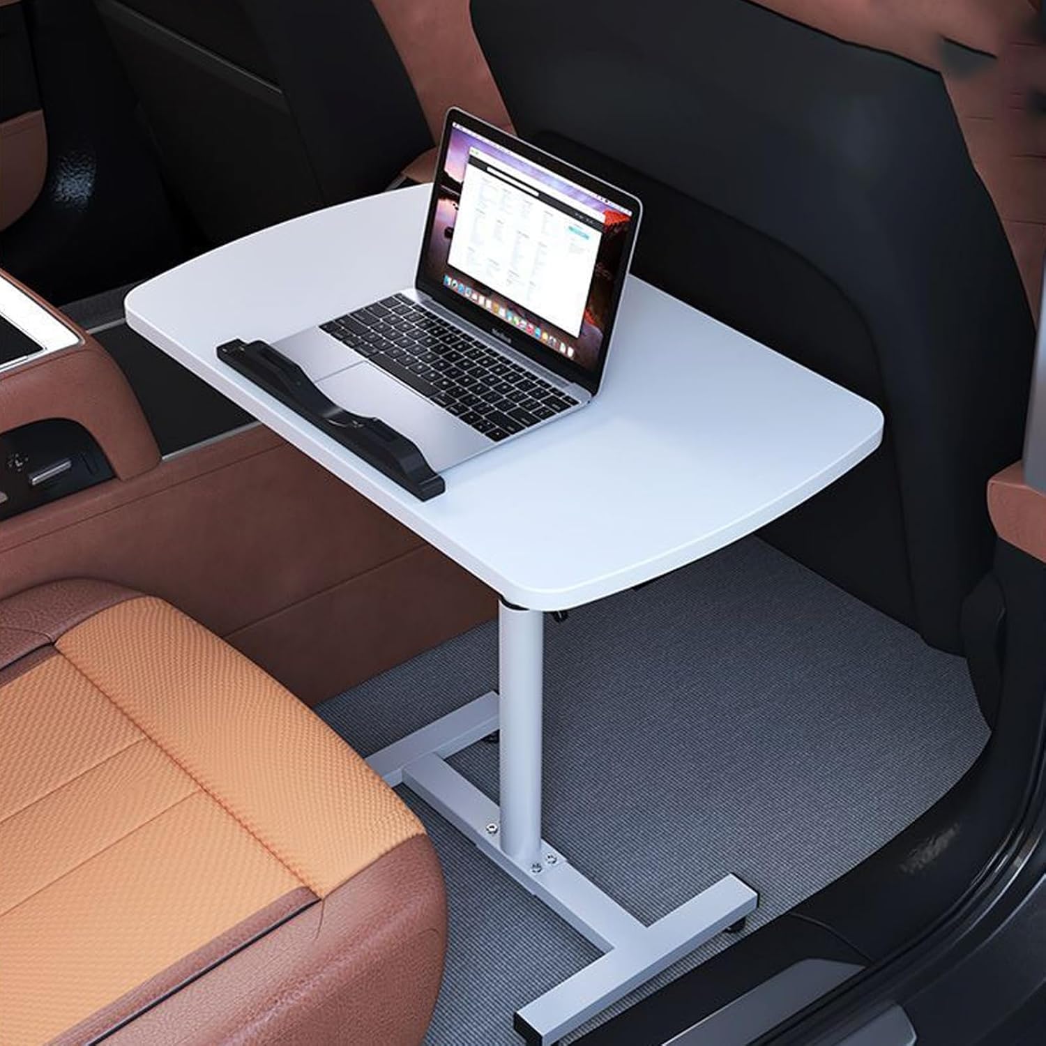 RV Folding Table, Foldable Dinette Table with Adjustable Height, Portable Travel Workstation for Campervans and Motorhomes(Natural,Large)