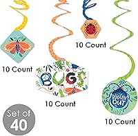 Vista 5 de Big Dot of Happiness Buggin' Out - Decoración colgante para fiesta de cumpleaños de insectos, remolinos de decoración de fiesta, juego de 40