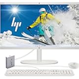 HP 2025 New 22 Inch All-in-One Desktop Computer • 12GB RAM • 256GB PCIe SSD • Intel CPU • Ultra-Quiet Design • Microsoft Office Trial • Wi-Fi 6 • White KB & Mouse • WOWPC Recovery USB • Windows 11