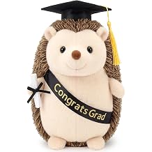 Hollowfly 2026 Graduation Gifts Plush Hedgehog 11.8 In Stuffed Animal with Cap Diploma Congrats Grad Sash Cute Hedgehog Graduation Plushies Plush Toy Doll for Class of 2026 Students Boys Girls Black