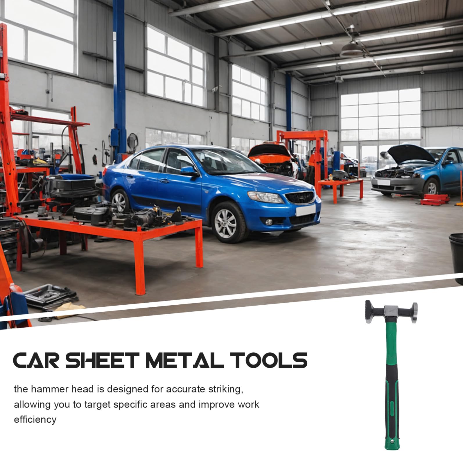 Martello per Riparazione Carrozzeria per Ammaccature Auto in Acciaio al Carbonio Impugnatura Comoda Alta Resistenza Strumento Manuale in Officine di Manutenzione Veicoli