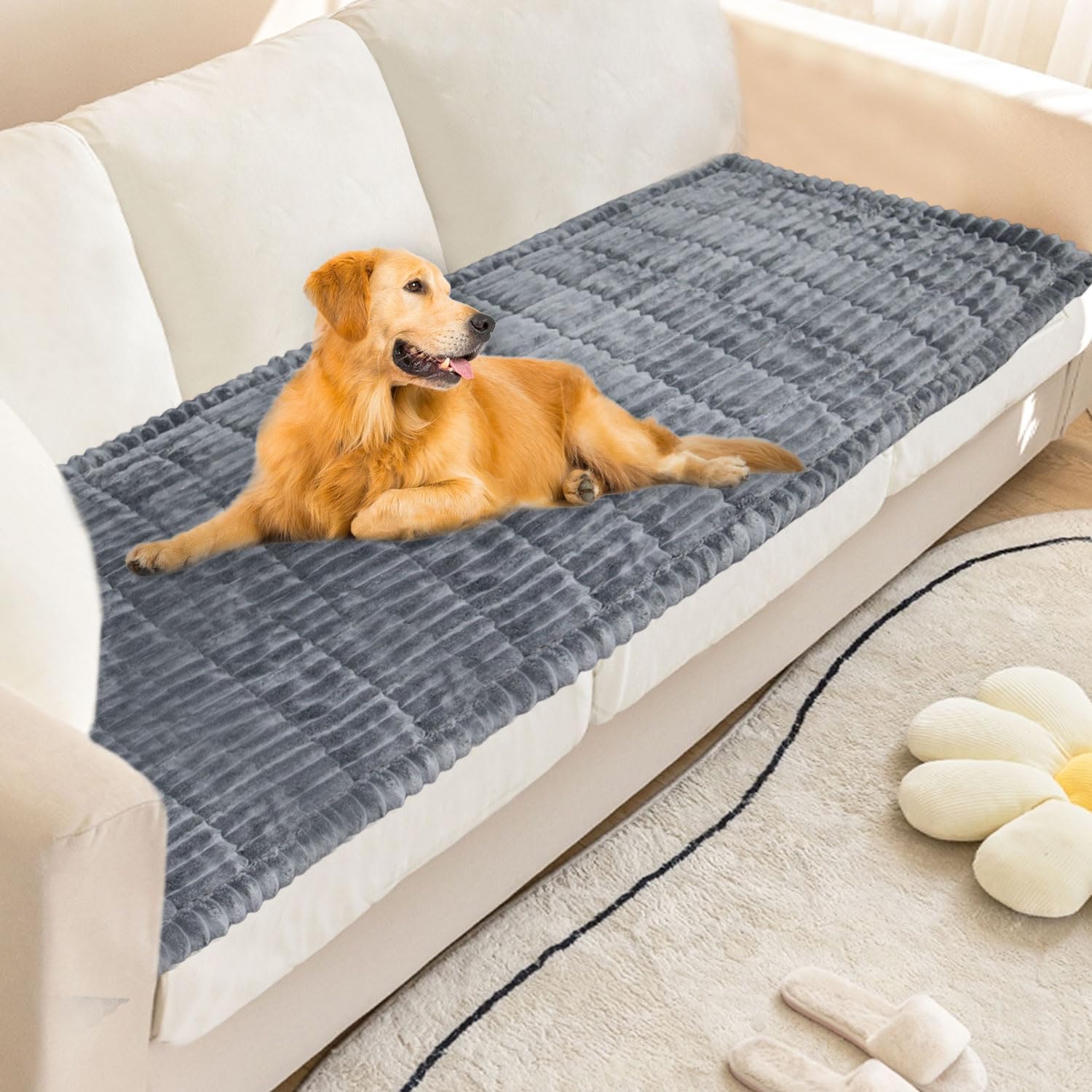 Couch Cover for Dogs Washable, Non Slip Funny Pet Couch Cover, Sofa Slipcover Cushion Protector Pet Friendly Dog Mat for 3 Couches and Sofas?Dark Grey, 27.6" x 70.9"/70 x 180cm?