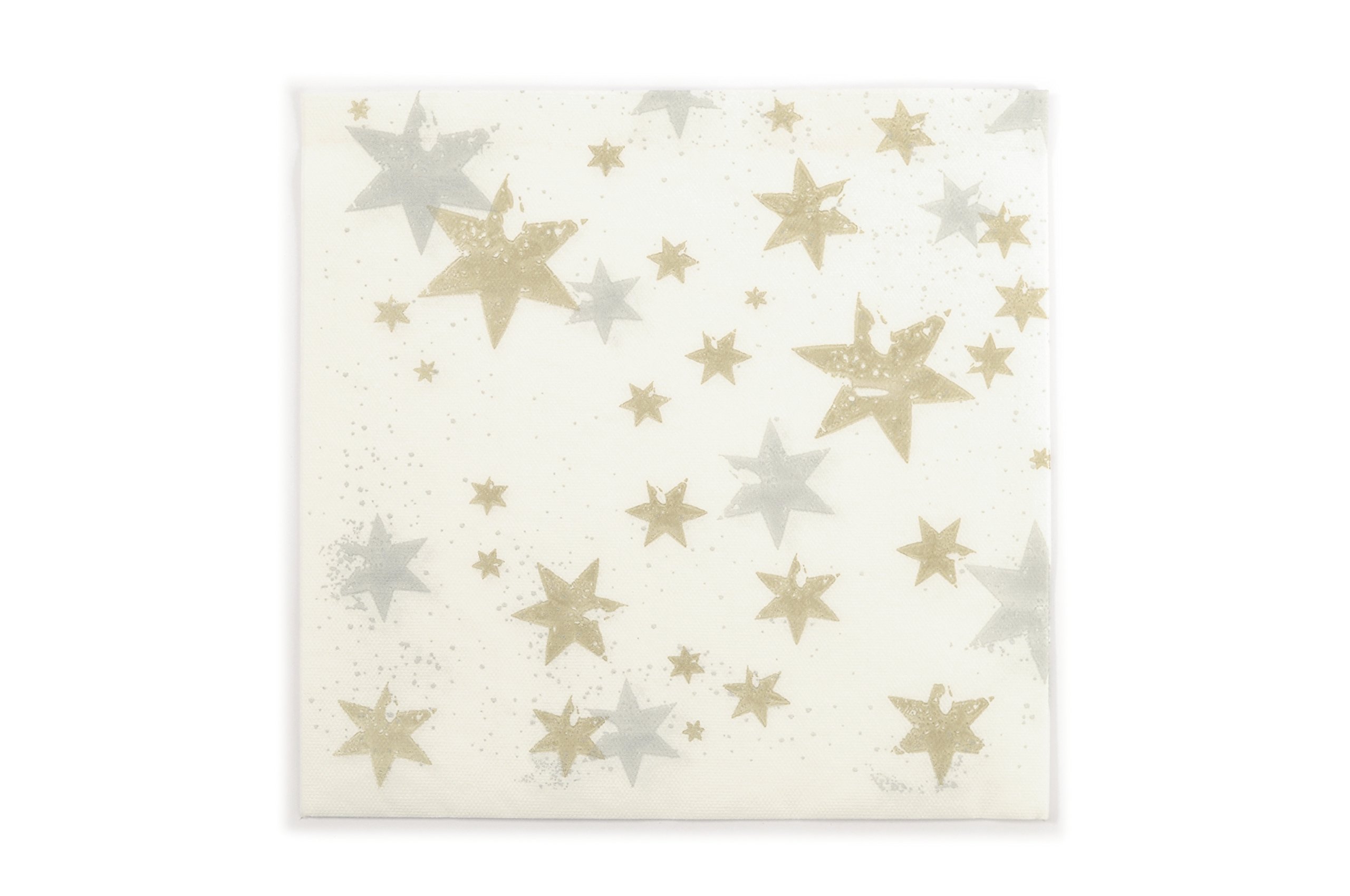 Aroba Airlaid Airlaid serwetki białe z gwiazdkami z motywem zimowym podobne do materiału 40 x 40 cm 400 sztuk (8 x 50 sztuk w opakowaniu) wysokiej jakości materiał o wyglądzie materiału, na adwent zima Sylwester, Boże Narodzenie, imprezę, Boże Narodzenie