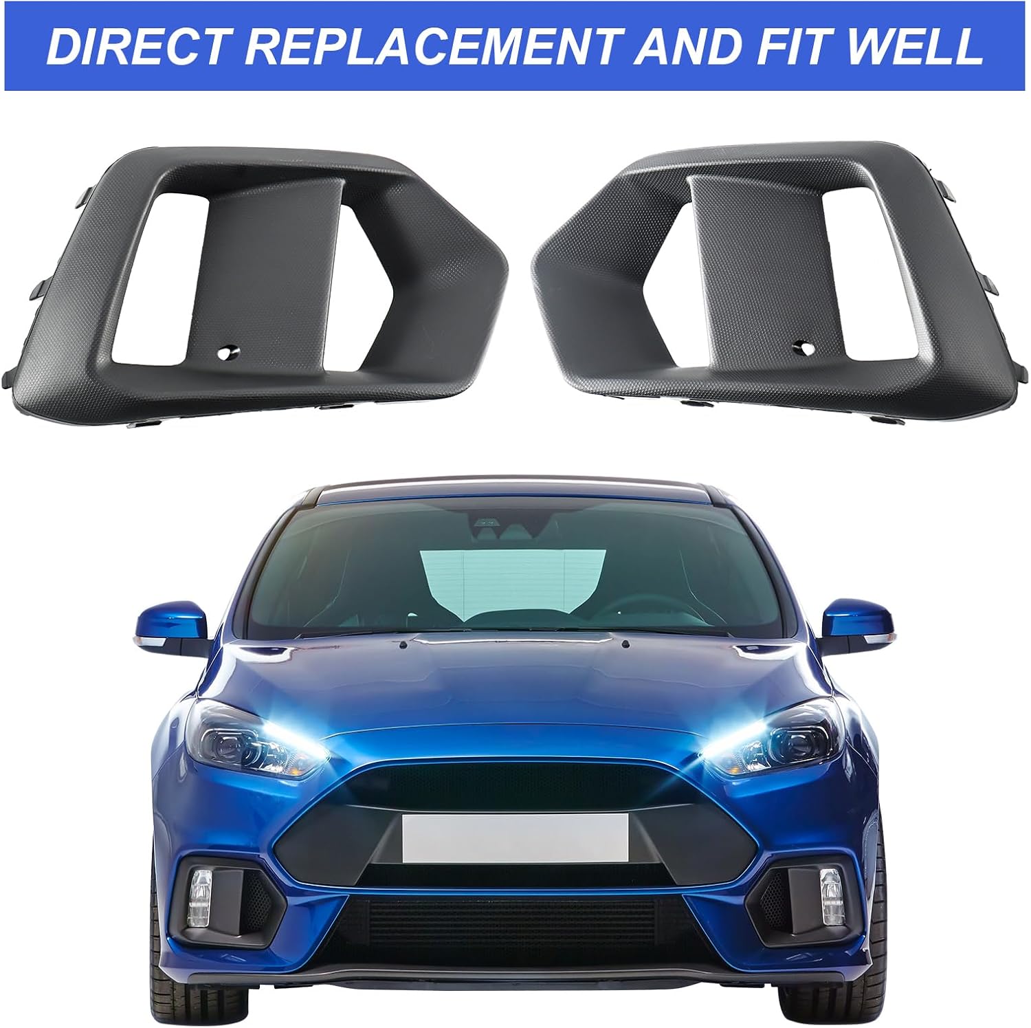 GearUp Fog Light Cover Driver and Passenger Side for Ford Focus RS 2016-2018 Replacement for G1EZ15266A, G1EZ15266B, G1EZ17B814A, G1EZ17B814B