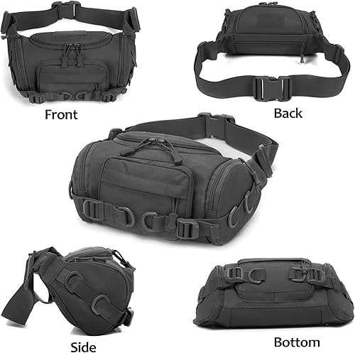 Miniatura 7 de CamGO Riñonera táctica, portátil, con cintura militar, para hombres y mujeres, color negro, Negro, talla única, Riñonera