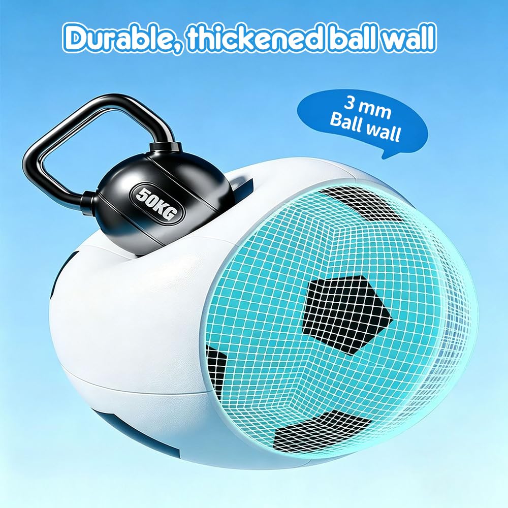 Fußball Ø 85 cm Groß, Aufblasbarer Riesen-Ball aus robustem Gummi, Geeignet zum Treten, Werfen und Rollen, Schwarz Weiß Indoor & Outdoor, Geschenk für Kinder Jungen Mädchen