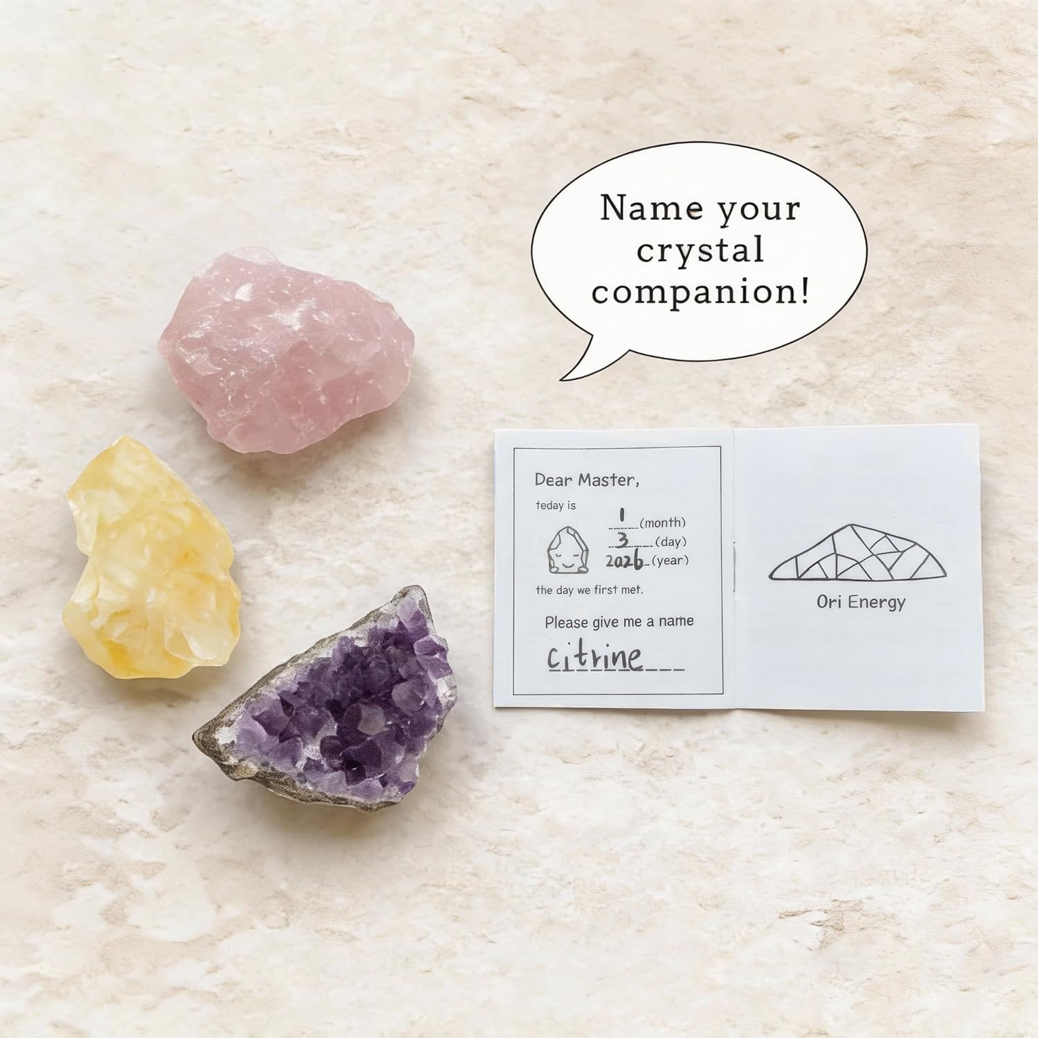 Interactive Rose Quartz Wish Capsule Set - Aesthetic Crystal Desk Decor, Stress Relief Mindfulness Gift, Romantic Love Energy Wish Bottle for Women & Bedroom Accessories (Pink)