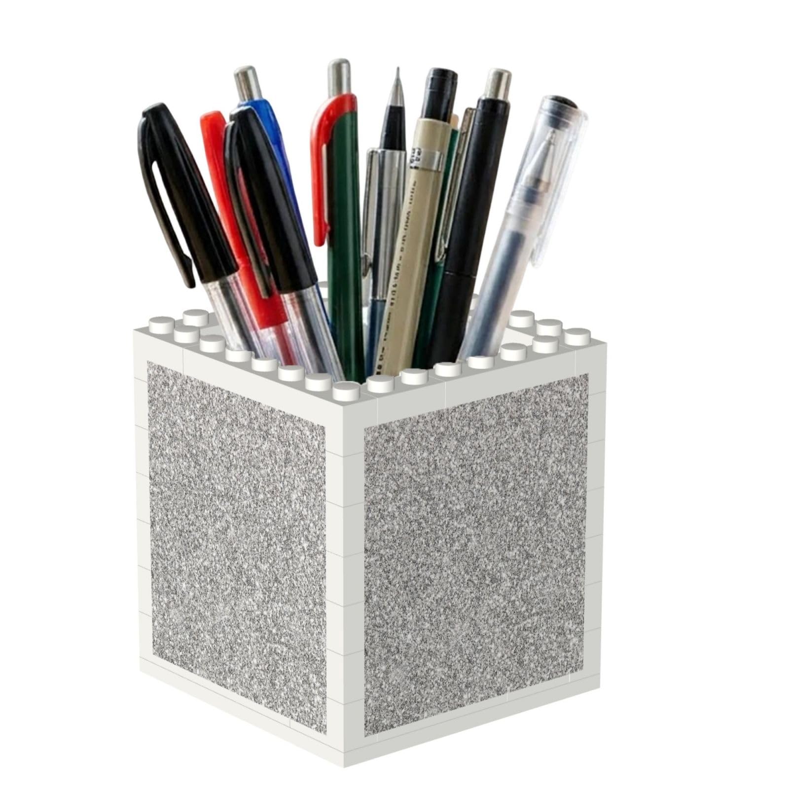 Poadnly Silver Glitter, Pen Pot Pencil Holder for Office Home School, Compact Desk Organiser for Office Stationery