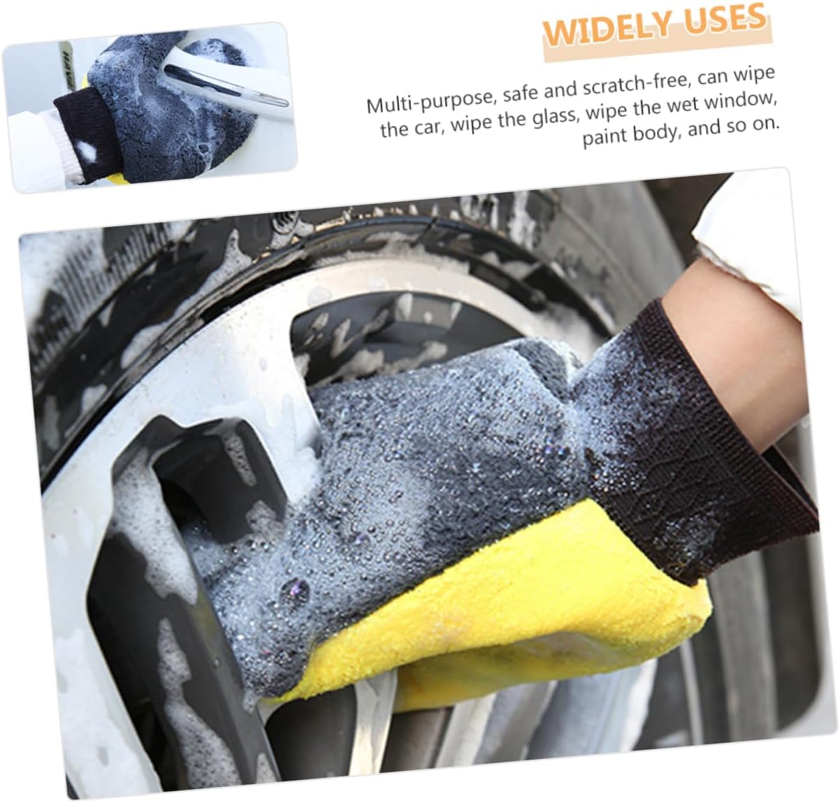 Mikinona Fleece Car Wash Mitts Gloves Nitrile Scratch for Auto Cleaning Home Dusting Window Washing