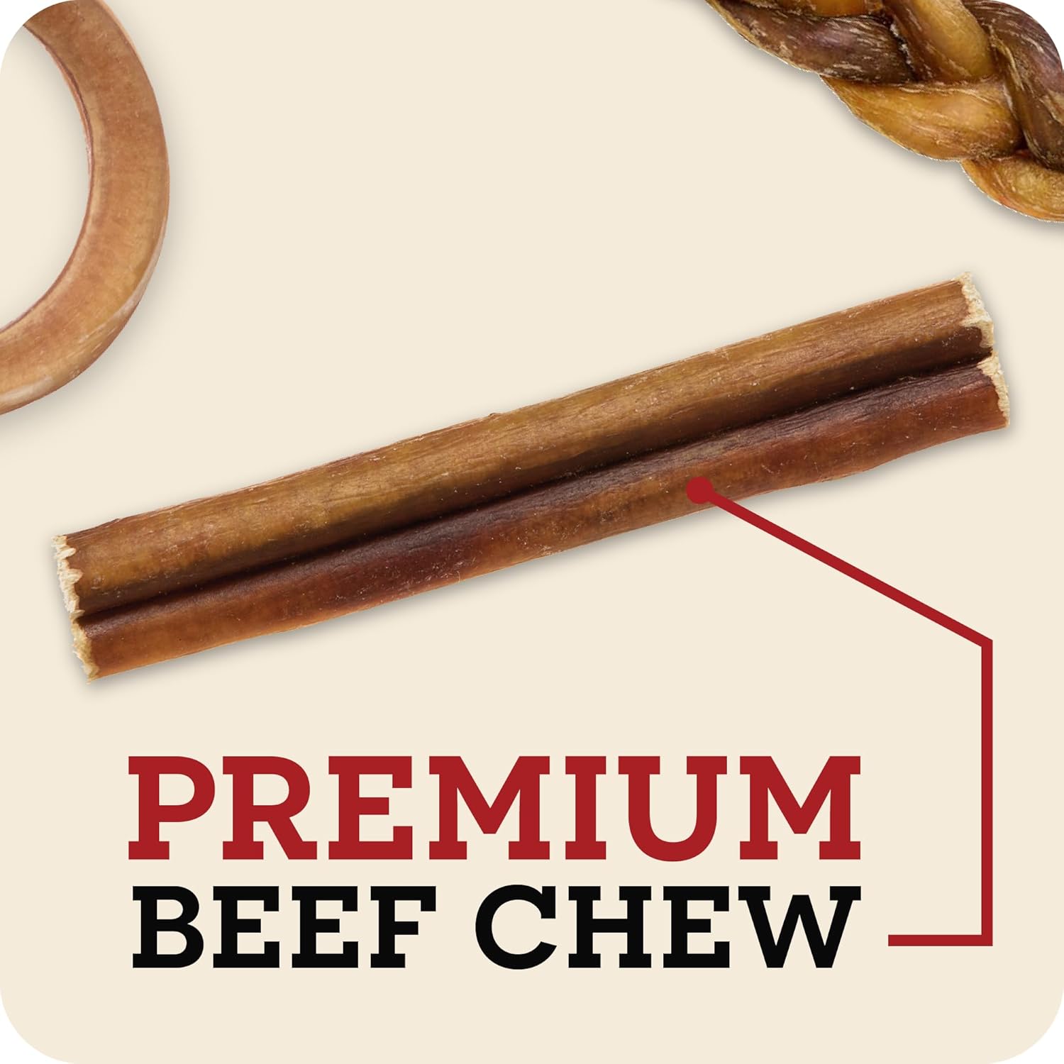 Redbarn Pet Products All-Natural 12" Braided Bully Sticks for Dogs - Premium Slow Roasted Long Lasting Chew Treats Made with 100% Beef - Single Ingredient Low Odor - 5 Count - Packaging May Vary - Image 3