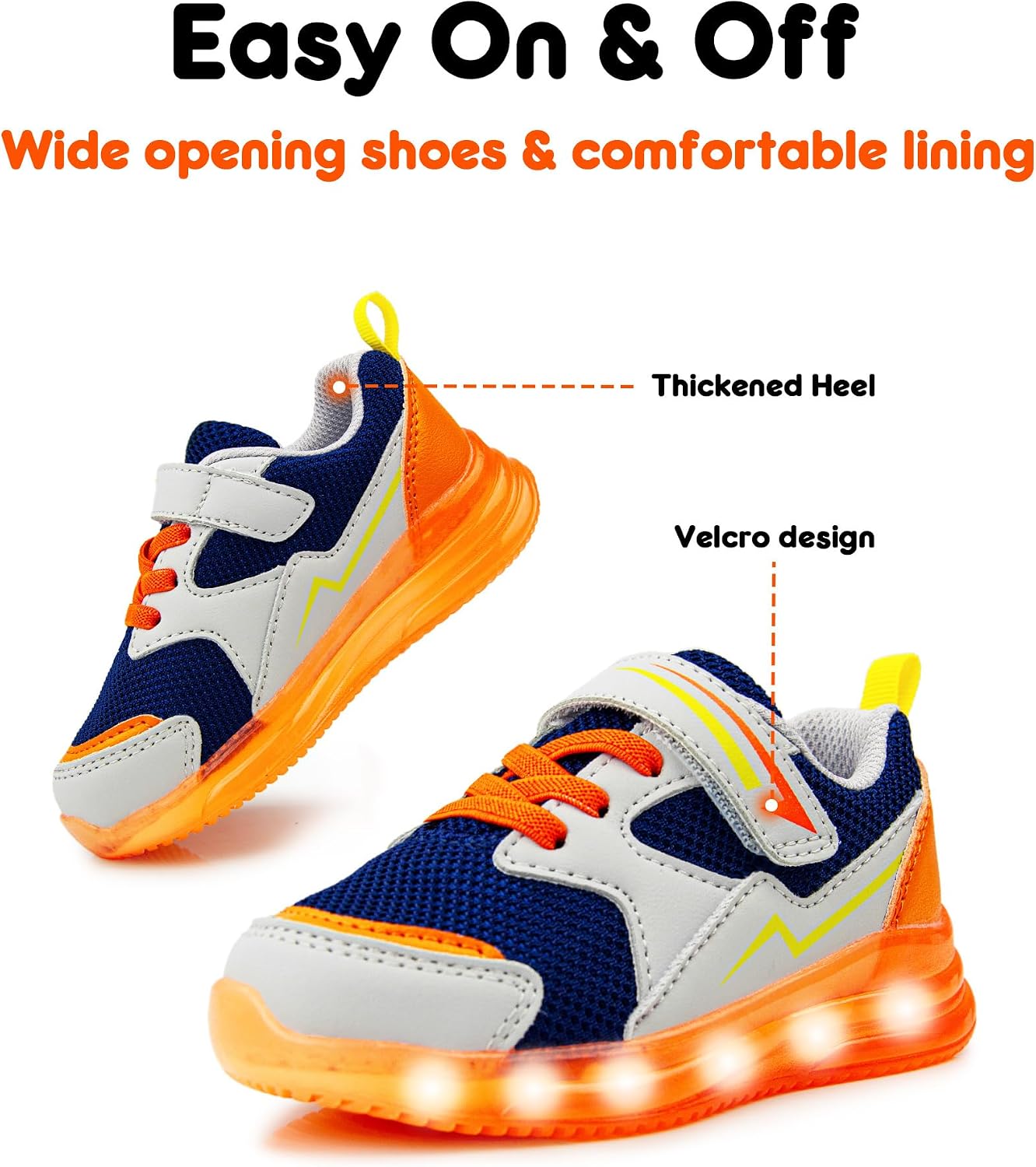 YESKIS Toddler Boys Girls Light Up Shoes LED Flashing Lightweight Mesh Breathable Adorable Running Sneakers for Toddler and Little Kid