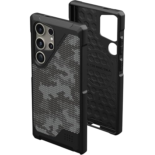 URBAN ARMOR GEAR UAG Designed for Samsung Galaxy S24 Ultra Case 6.8" Metropolis LT Micro Hex Camo Graphite, Magnetic Charging Rugged Military Drop-Proof Impact Resistant Non-Slip Protective Cover