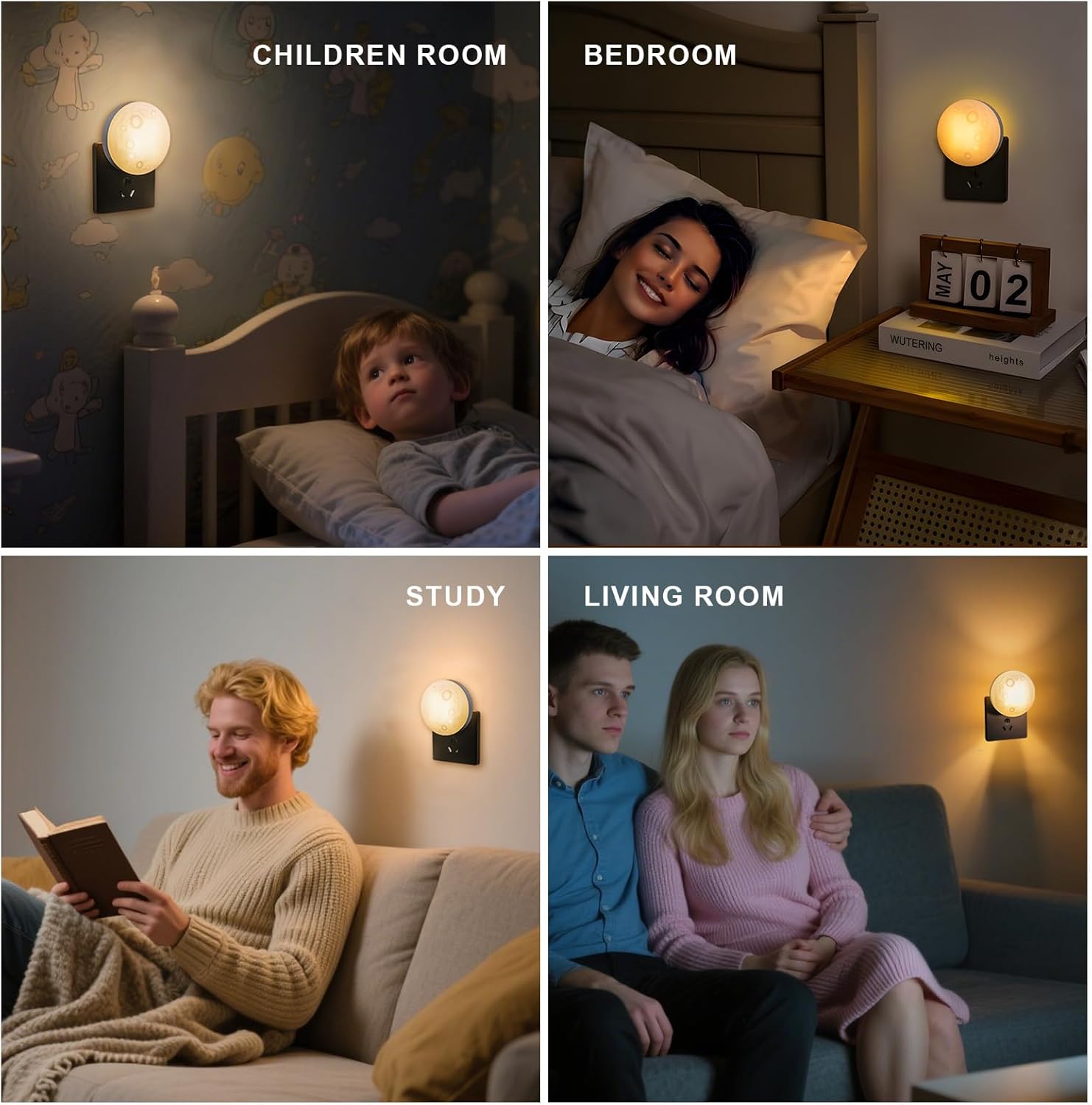 Moon Night Light Plug in Wall, Dimmable LED Lunar Lamp with 3 Color Lighting & Timer, Decorative Wall Night Light for Kids Adults Bedroom Bathroom Hallway Home Decor