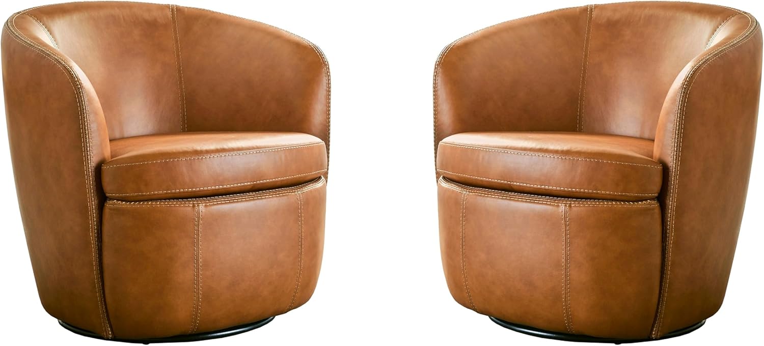 Parker Living Barolo - Vintage Caramel All Italian Leather Swivel Club Chair Two Pack