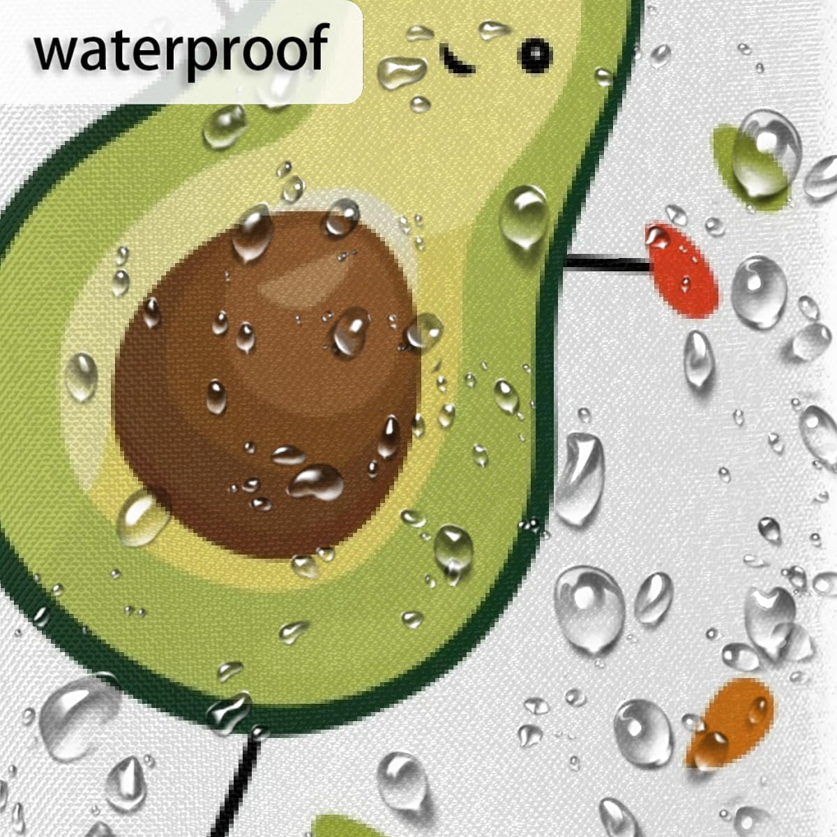 Shower Curtain with Hooks, Cute Avocado Cartoon Waterproof Polyester Fabric Shower Curtains 60" x 72" Machine Washable for Bathroom Bathtubs Decor Home