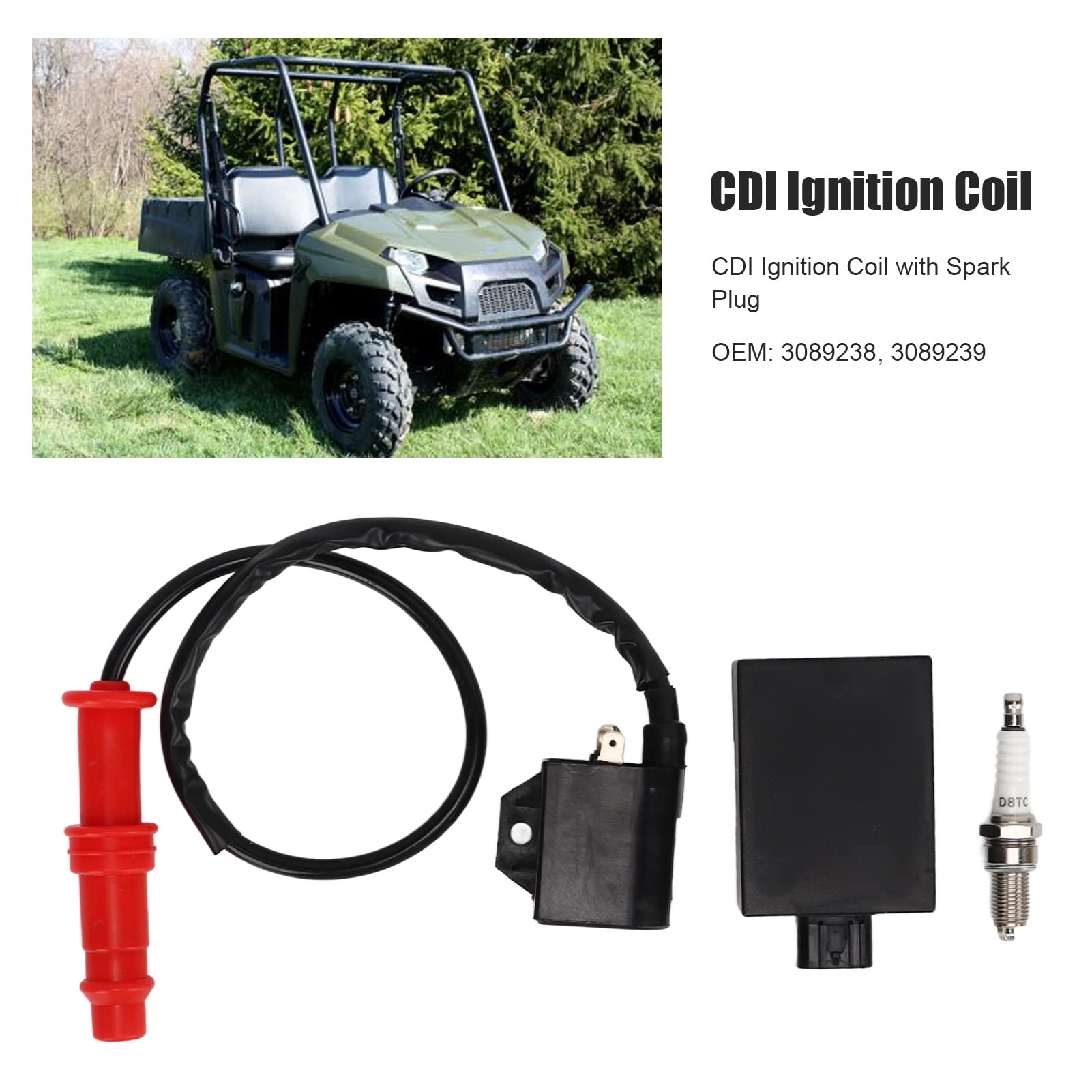 Bobina di Accensione Cdi con Candela 3089238 Sostituzione Per Polaris Side By Side RANGER ATV SPORTSMan