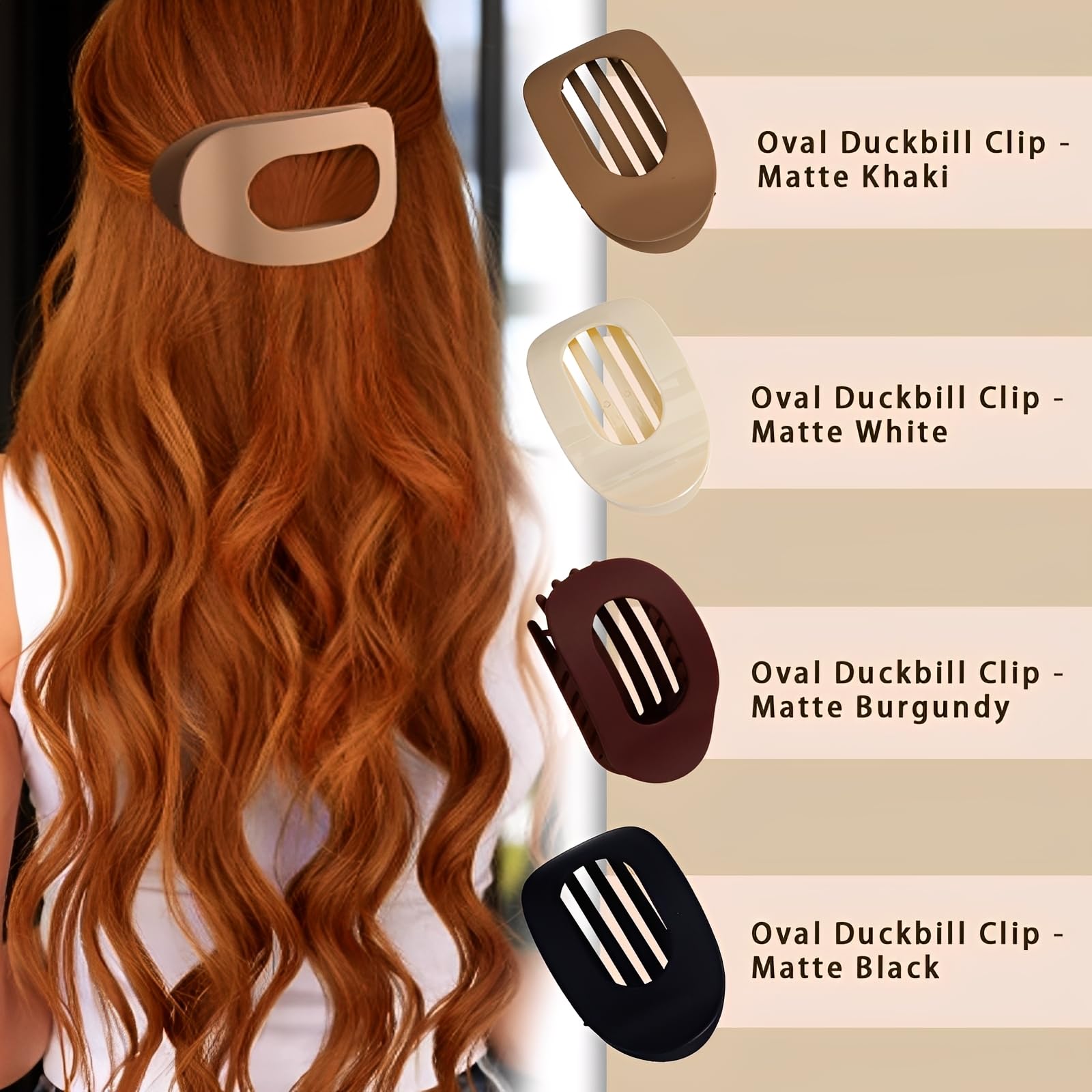 4 Pcs Flat Hair Claw Clips for Thick and Fine Hairs,Non Slip Flat Hair Clips Women,Curved Design Matte Hairs Clip with Comb Teeth,for Women and Girls Daily Styling Strong Hold (Mixed) - Image 4