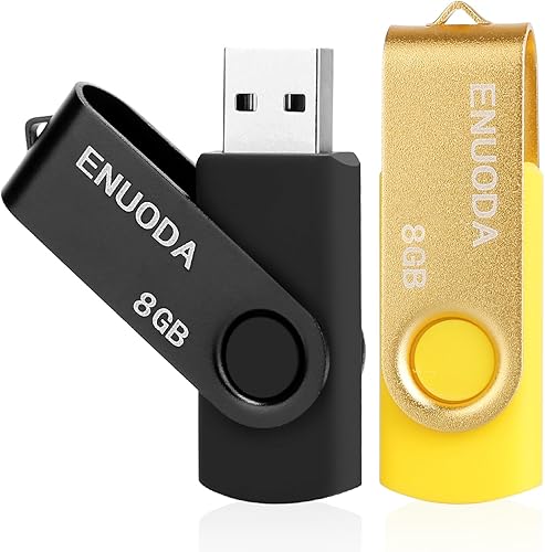 ENUODA - Paquete de 2 unidades flash de 8 GB, diseño giratorio de 8 GB, USB 2.0, memoria USB 2.0, unidad de bolígrafo para almacenamiento de