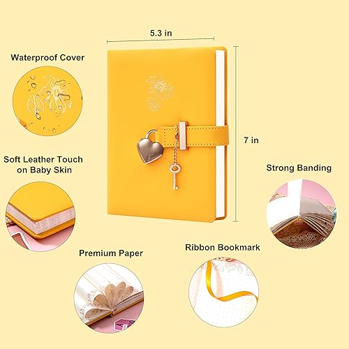 Miniatura 9 de Diario con cerradura y llave, diario de piel sintética para niños con cerradura, organizador personal, combinación de cuaderno secreto de viaje para